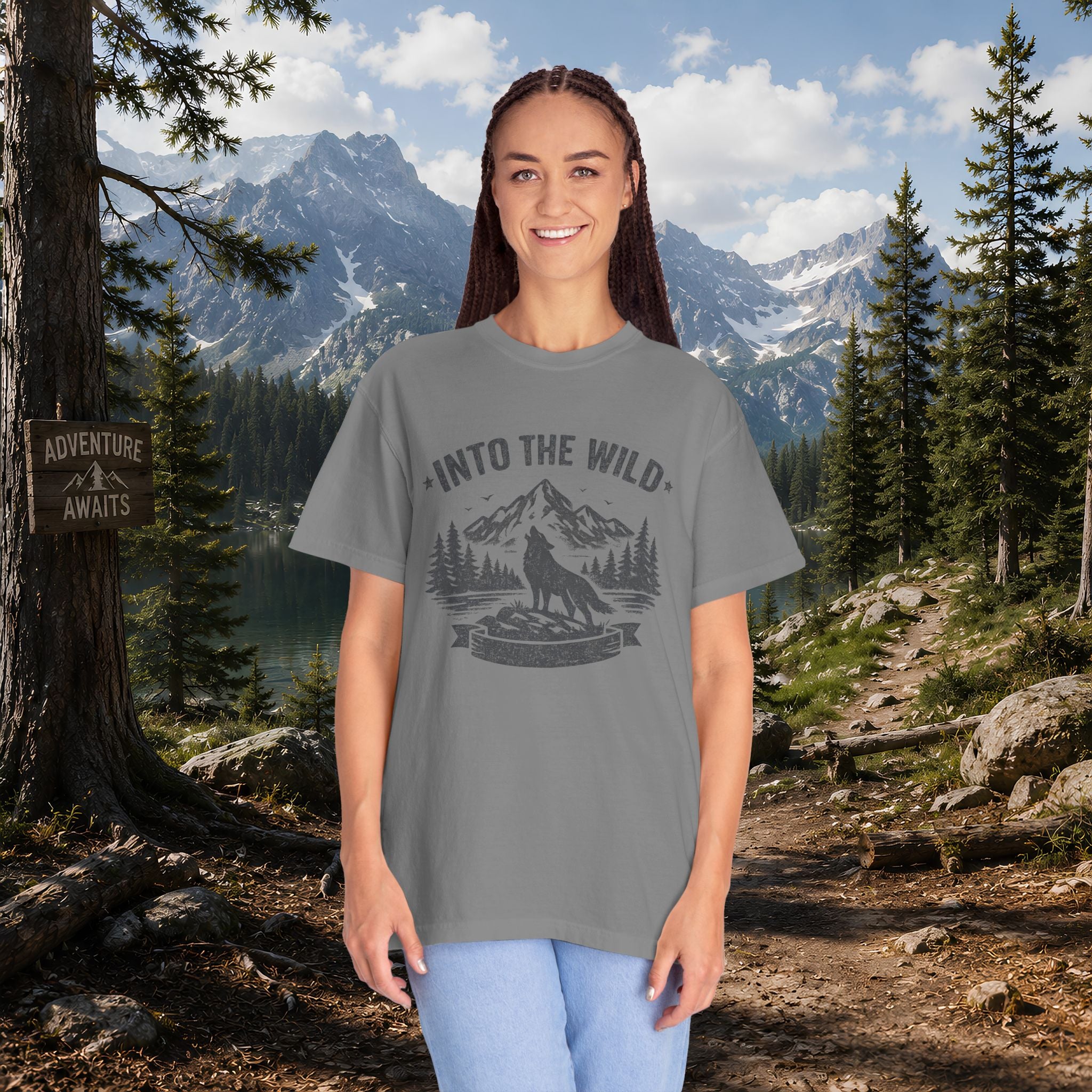 Into the Wild Wolf T-Shirt — Mountain Camping Adventure Tee