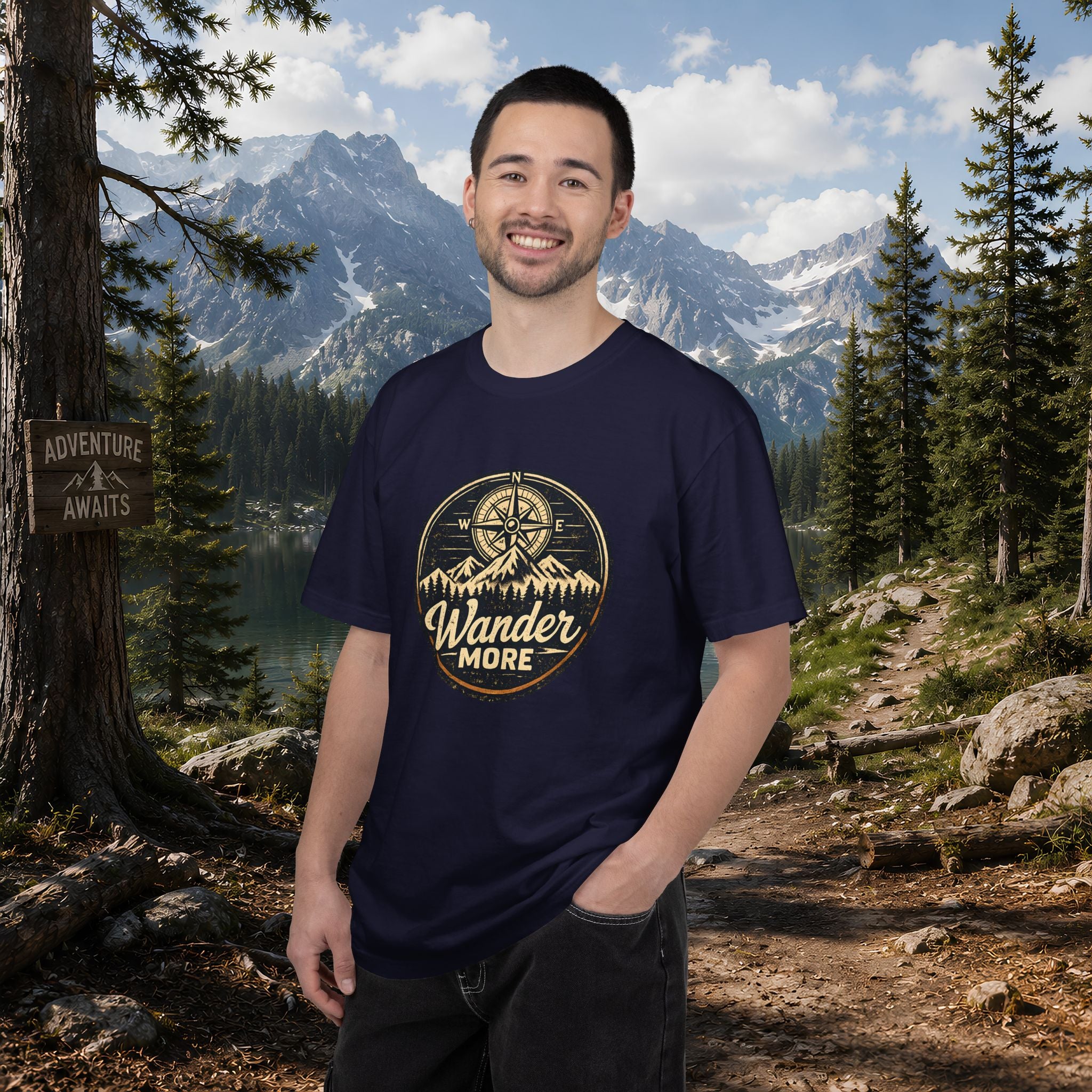 Wander More T-Shirt — Adventure Compass Graphic Tee