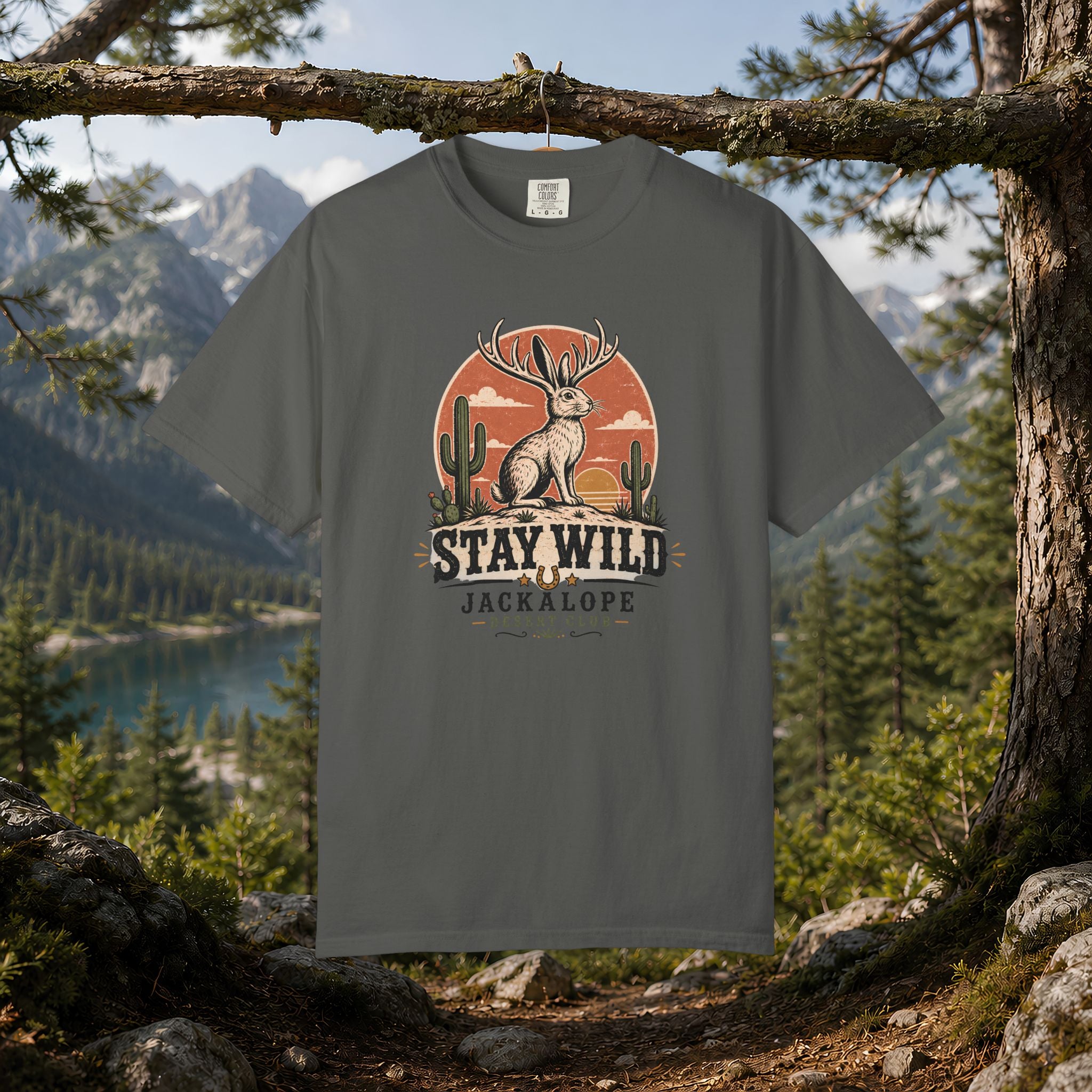 Stay Wild Jackalope T-Shirt — Vintage Desert Adventure Tee