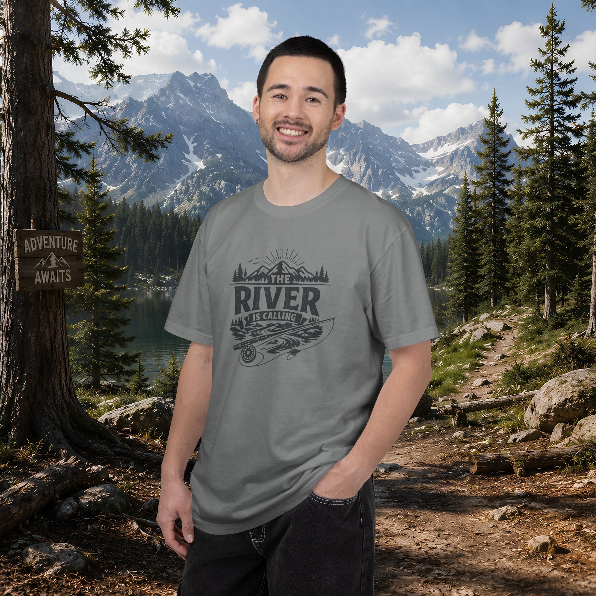 The River Is Calling T-Shirt — Rustic Fishing & Kayak Outdoor Tee