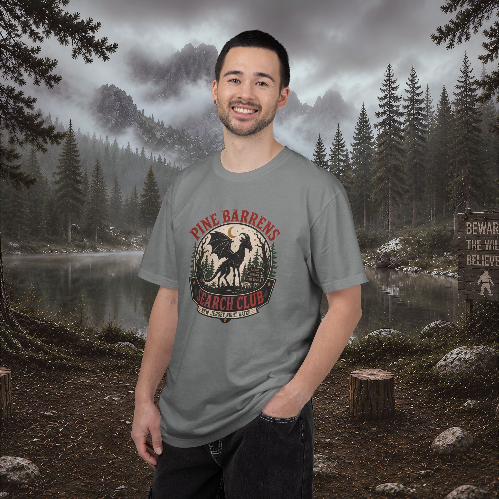 Jersey Devil Pine Barrens Search Club T-Shirt — Vintage Cryptid Graphic Tee