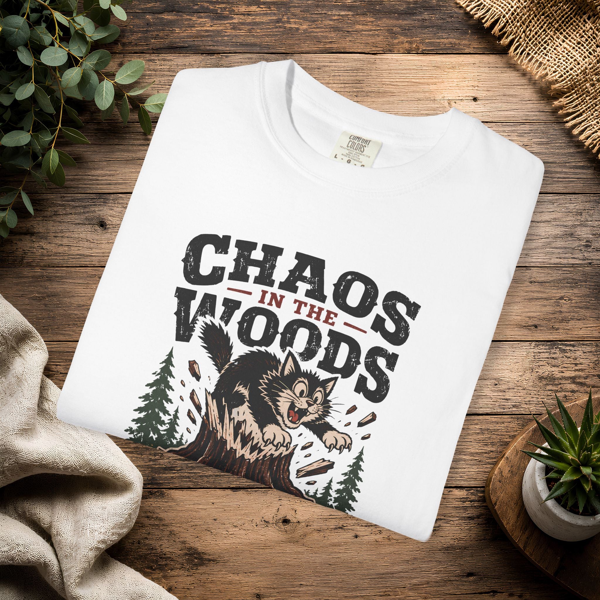 Splinter Cat 'Chaos in the Woods' Graphic Tee — Vintage Outdoor Trail Shirt