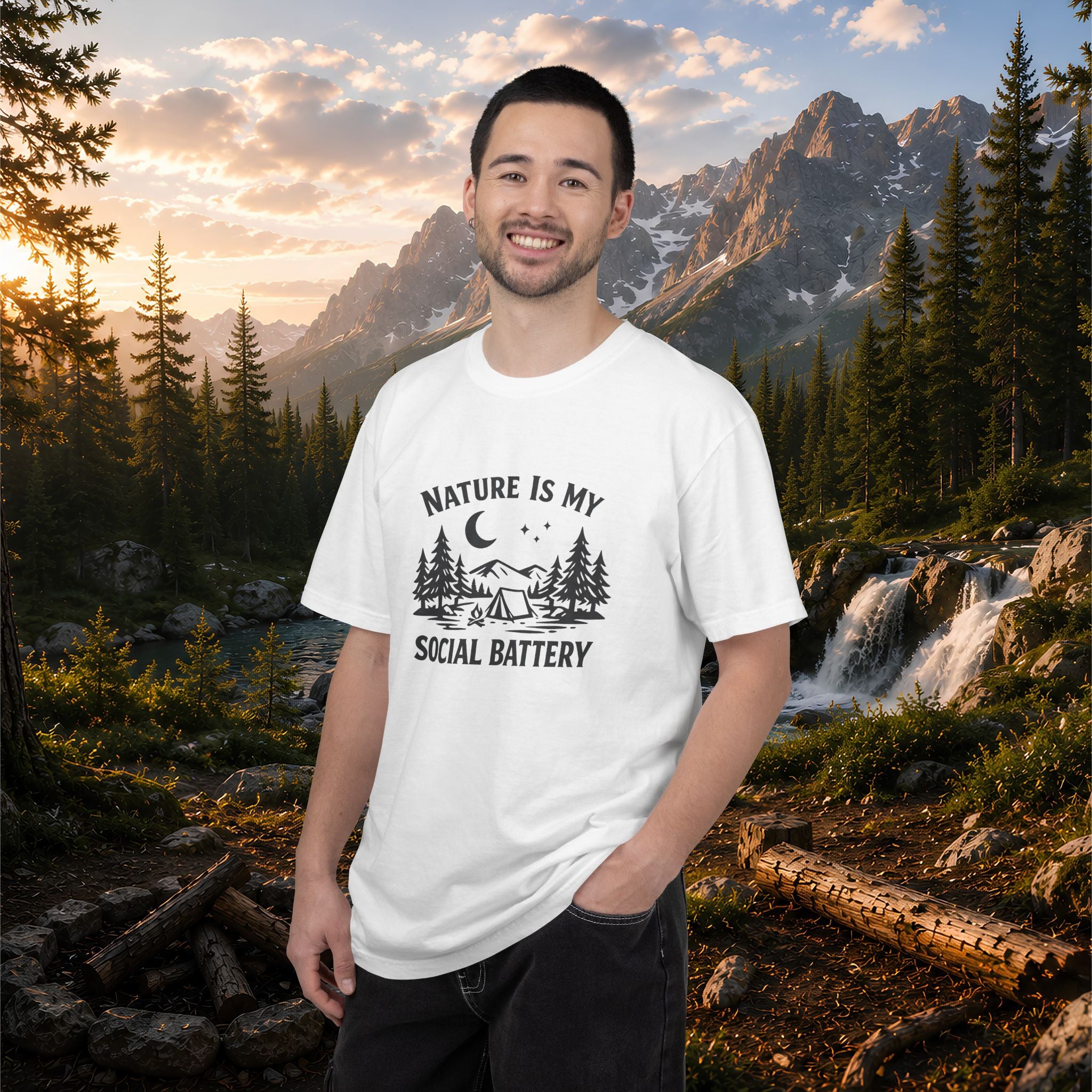 Nature Is My Social Battery T-Shirt — Outdoor Enthusiast Graphic Tee