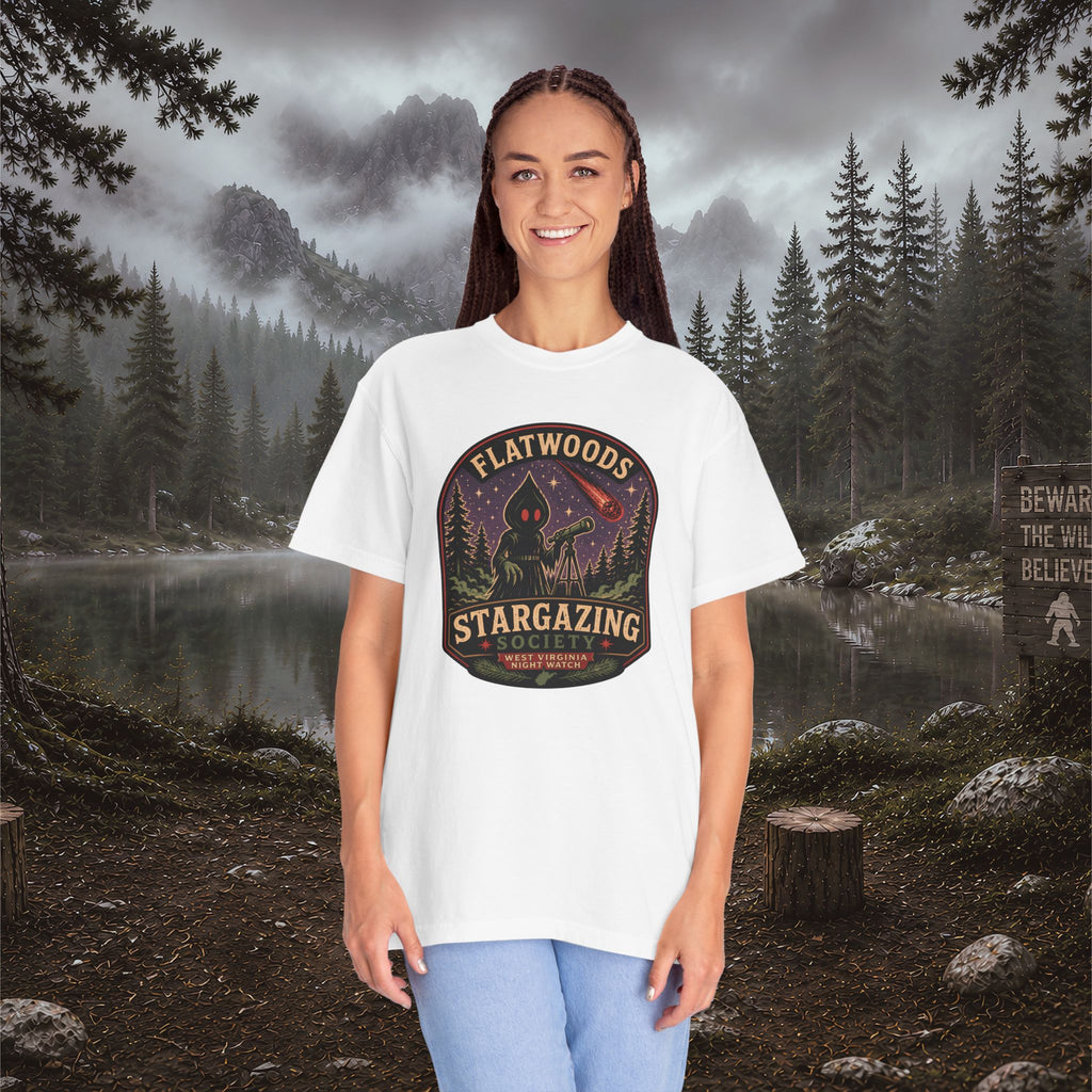 Flatwoods Stargazing Society T‑Shirt — Night Sky Adventure Tee