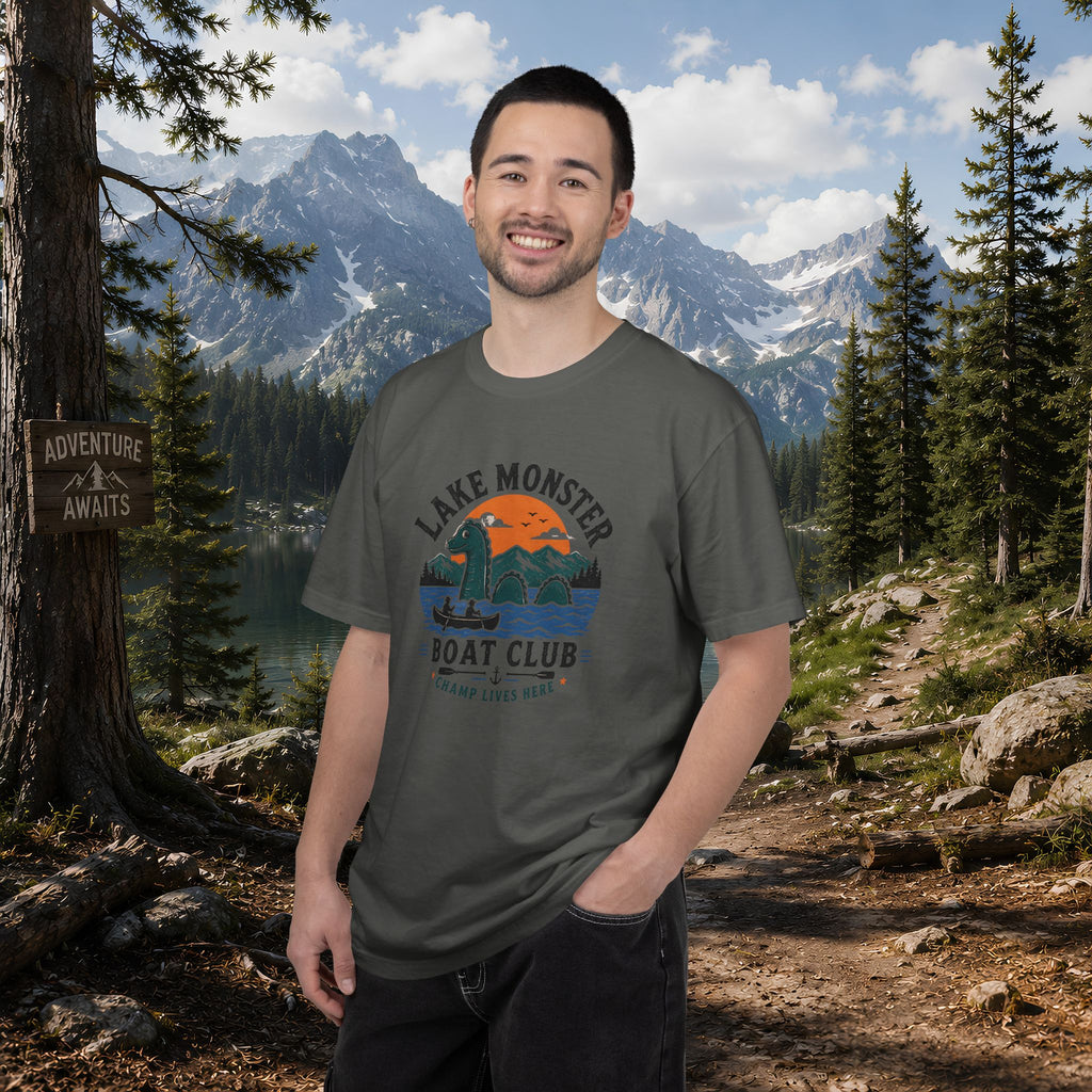 Champ Lake Monster Boat Club T-Shirt — Retro Nautical Crew Tee