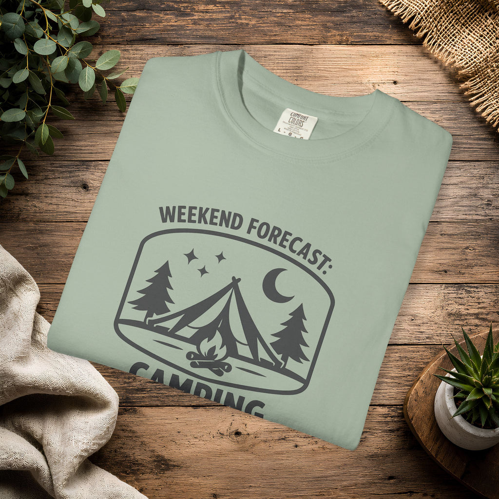 Camping T-Shirt — "Weekend Forecast: Camping" Outdoor Adventure Tee