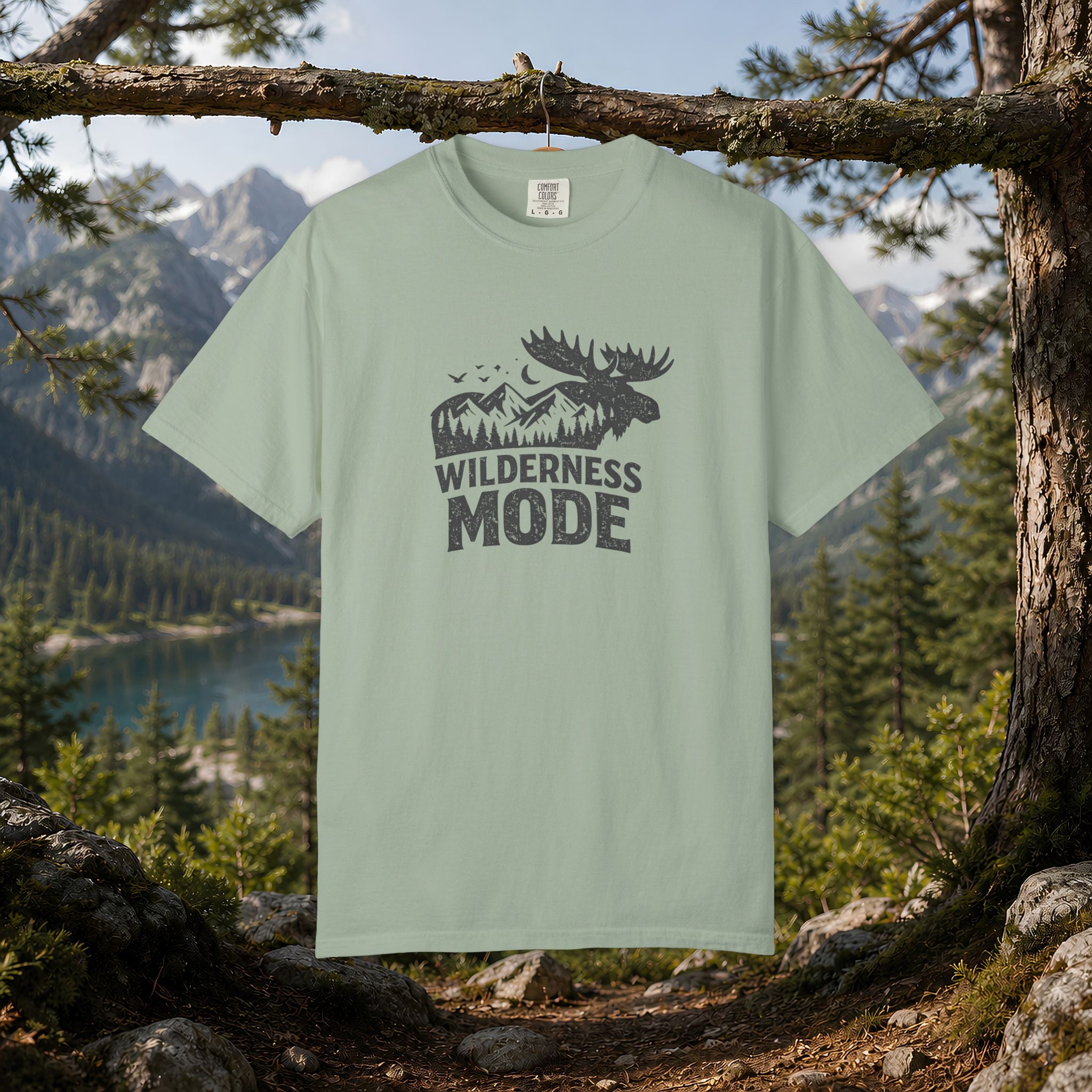 Wilderness Mode T-Shirt — Outdoor Moose Mountain Graphic Tee