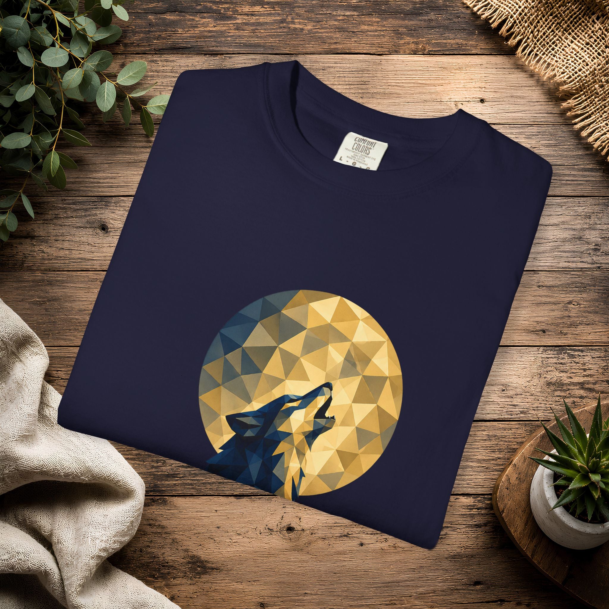Geometric Howling Wolf T-Shirt | Moon Silhouette