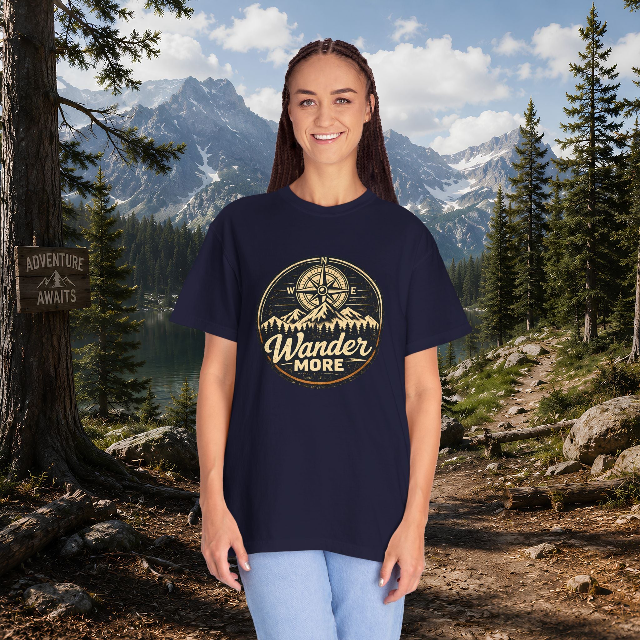 Wander More T-Shirt — Adventure Compass Graphic Tee