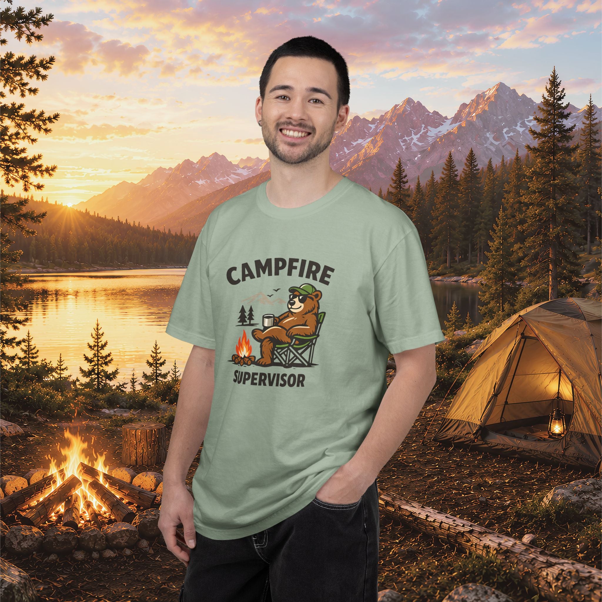 Campfire Supervisor T-Shirt — Funny Bear Camping Tee