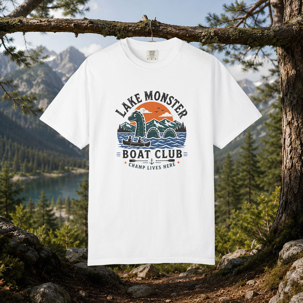 Champ Lake Monster Boat Club T-Shirt — Retro Nautical Crew Tee