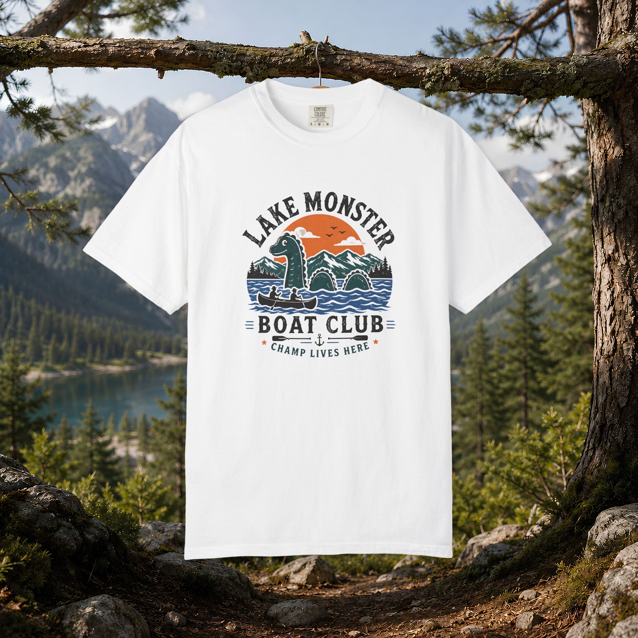 Champ Lake Monster Boat Club T-Shirt — Retro Nautical Crew Tee