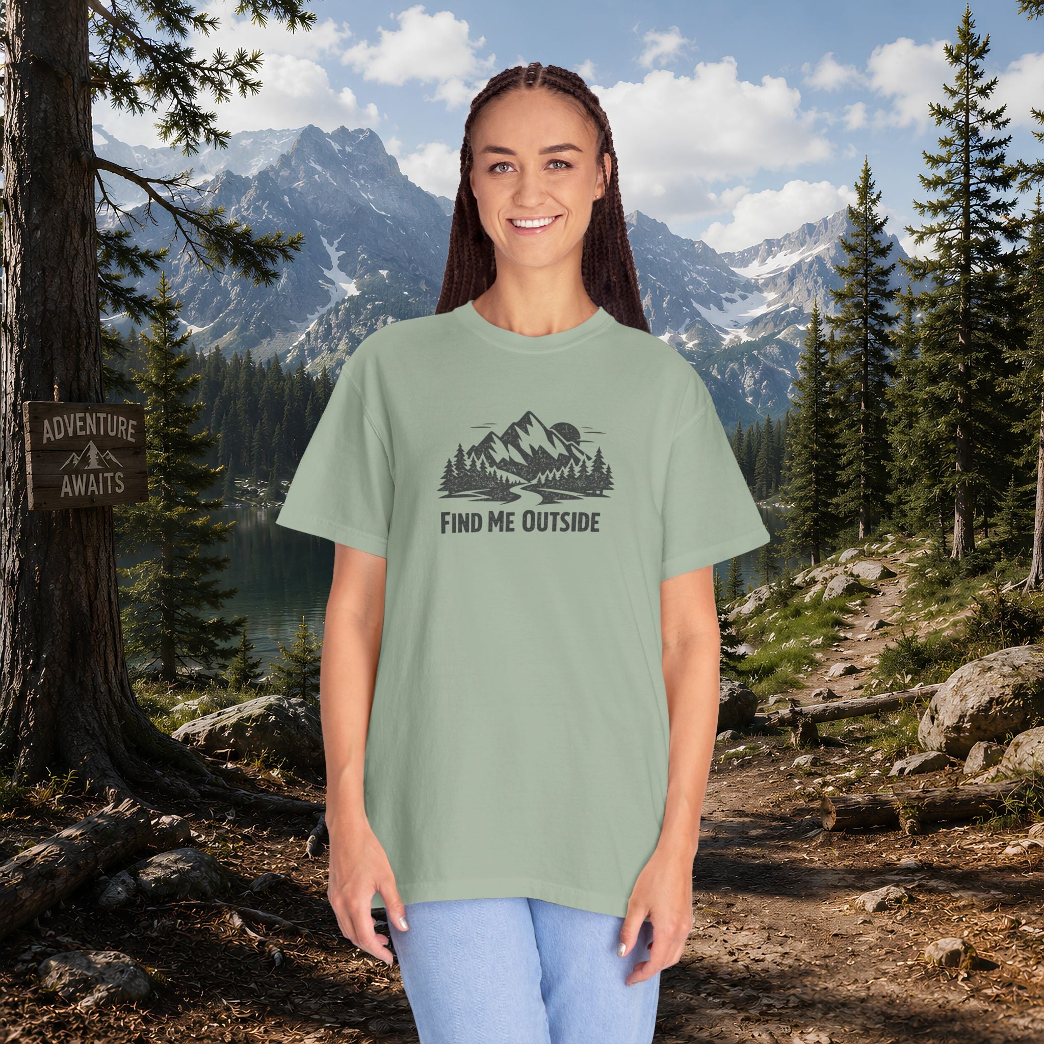 Find Me Outside Mountain T-Shirt — Outdoor Adventure Graphic Tee