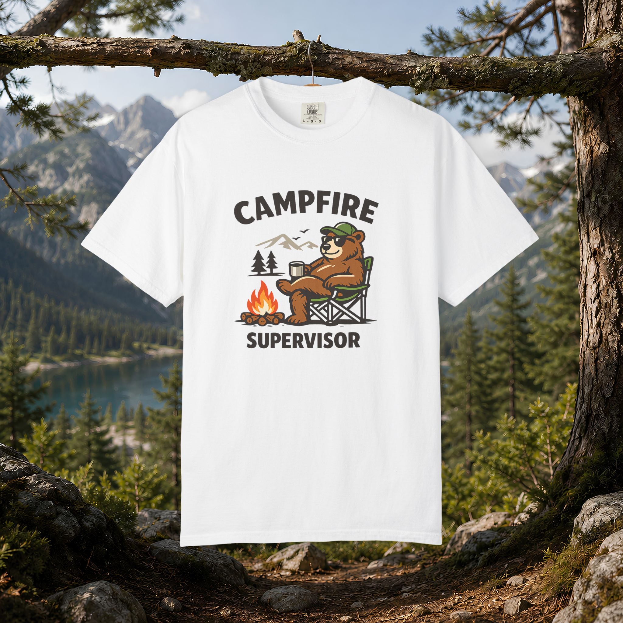 Campfire Supervisor T-Shirt — Funny Bear Camping Tee