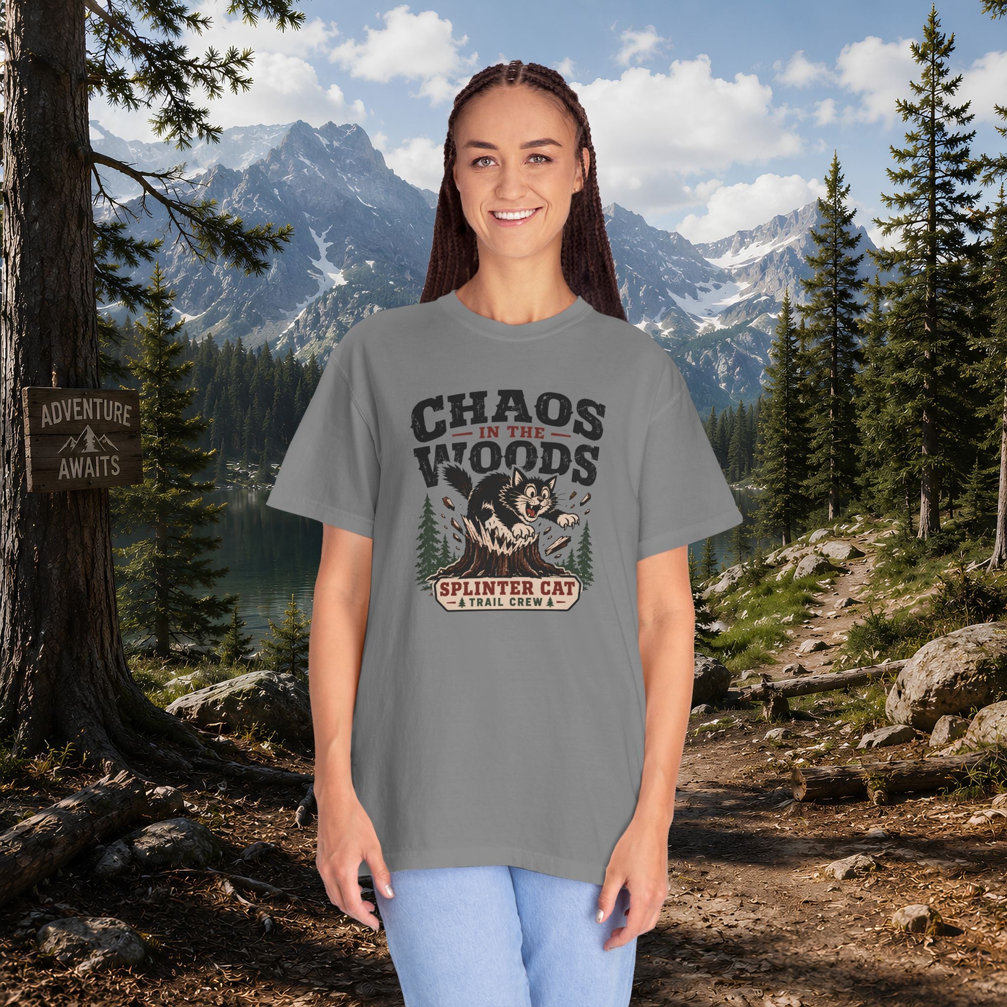 Splinter Cat 'Chaos in the Woods' Graphic Tee — Vintage Outdoor Trail Shirt