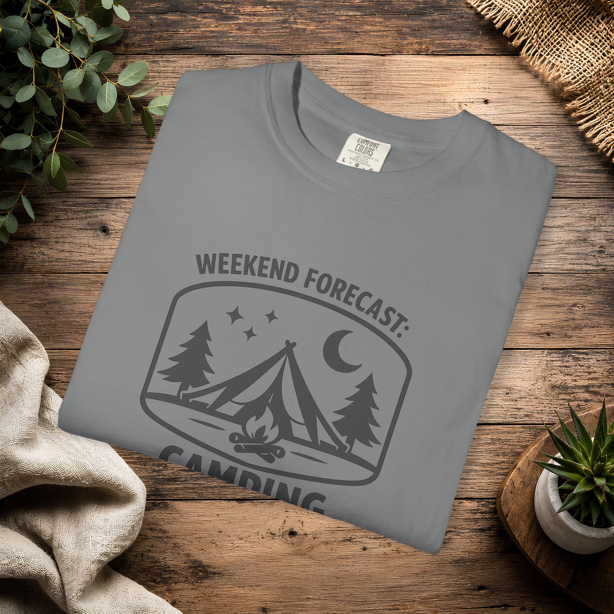 Camping T-Shirt — "Weekend Forecast: Camping" Outdoor Adventure Tee