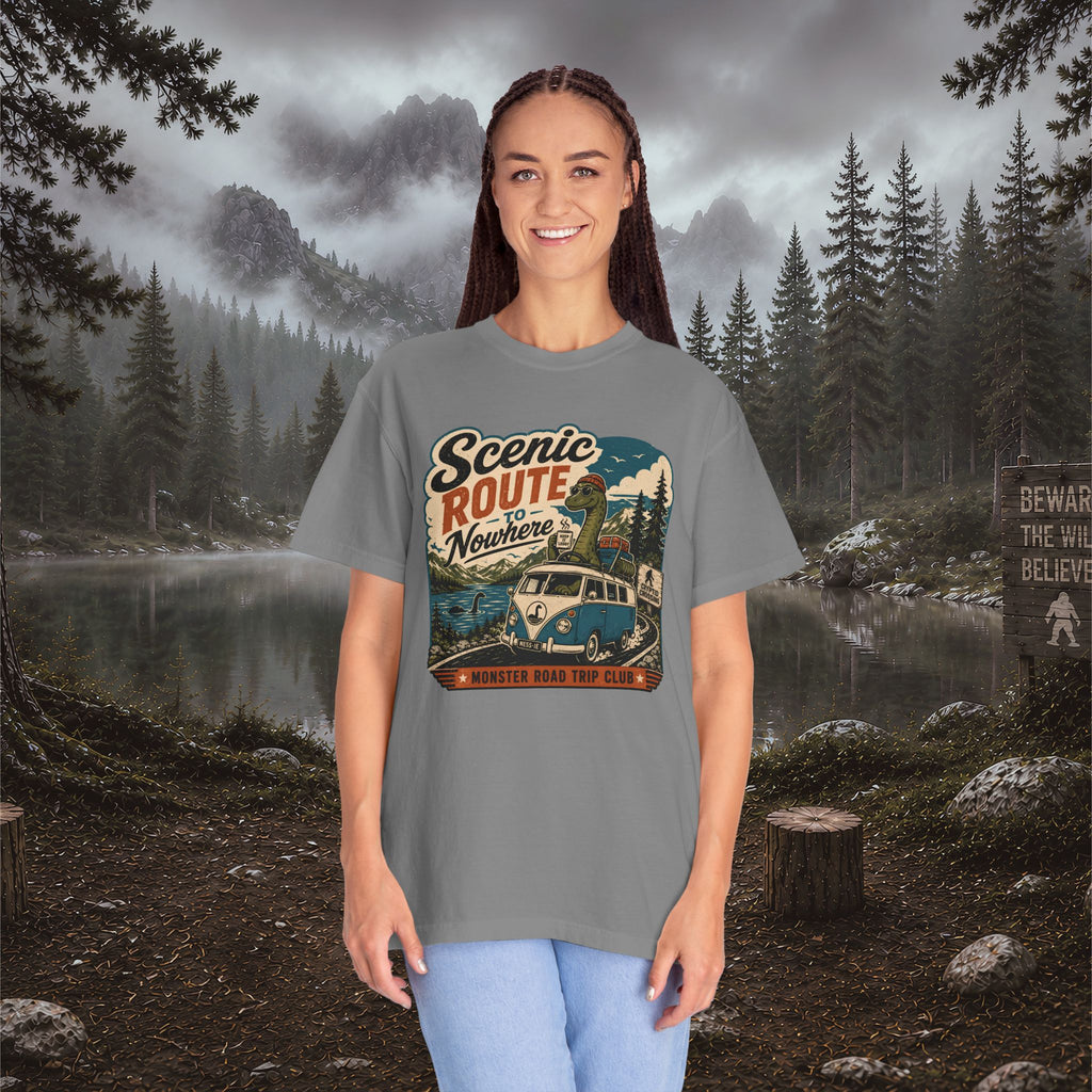 Scenic Route Vintage Camper Nessy T-Shirt — Road Trip Adventure Tee
