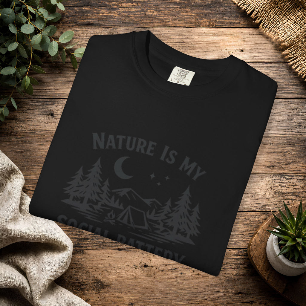 Nature Is My Social Battery T-Shirt — Outdoor Enthusiast Graphic Tee