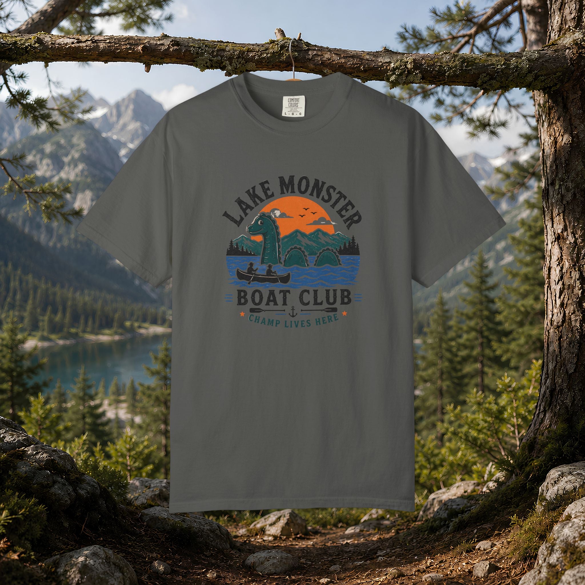 Champ Lake Monster Boat Club T-Shirt — Retro Nautical Crew Tee