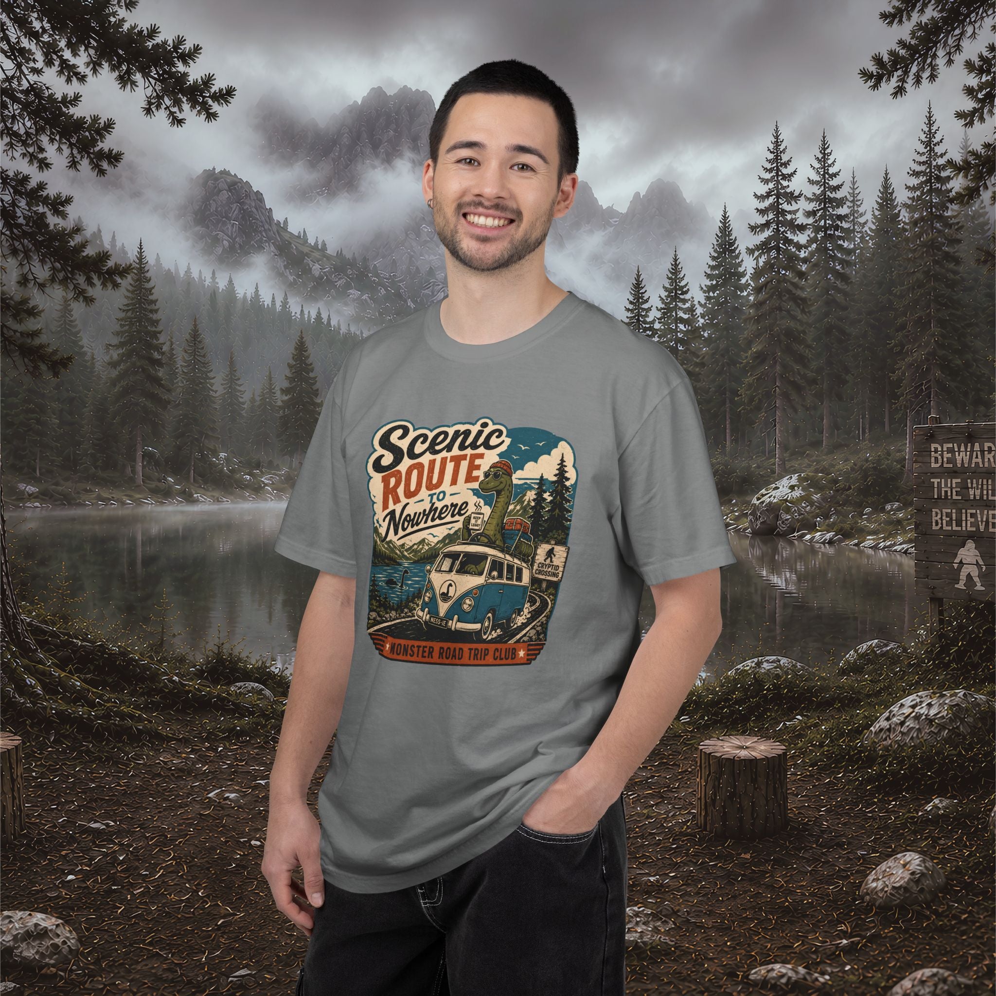 Scenic Route Vintage Camper Nessy T-Shirt — Road Trip Adventure Tee