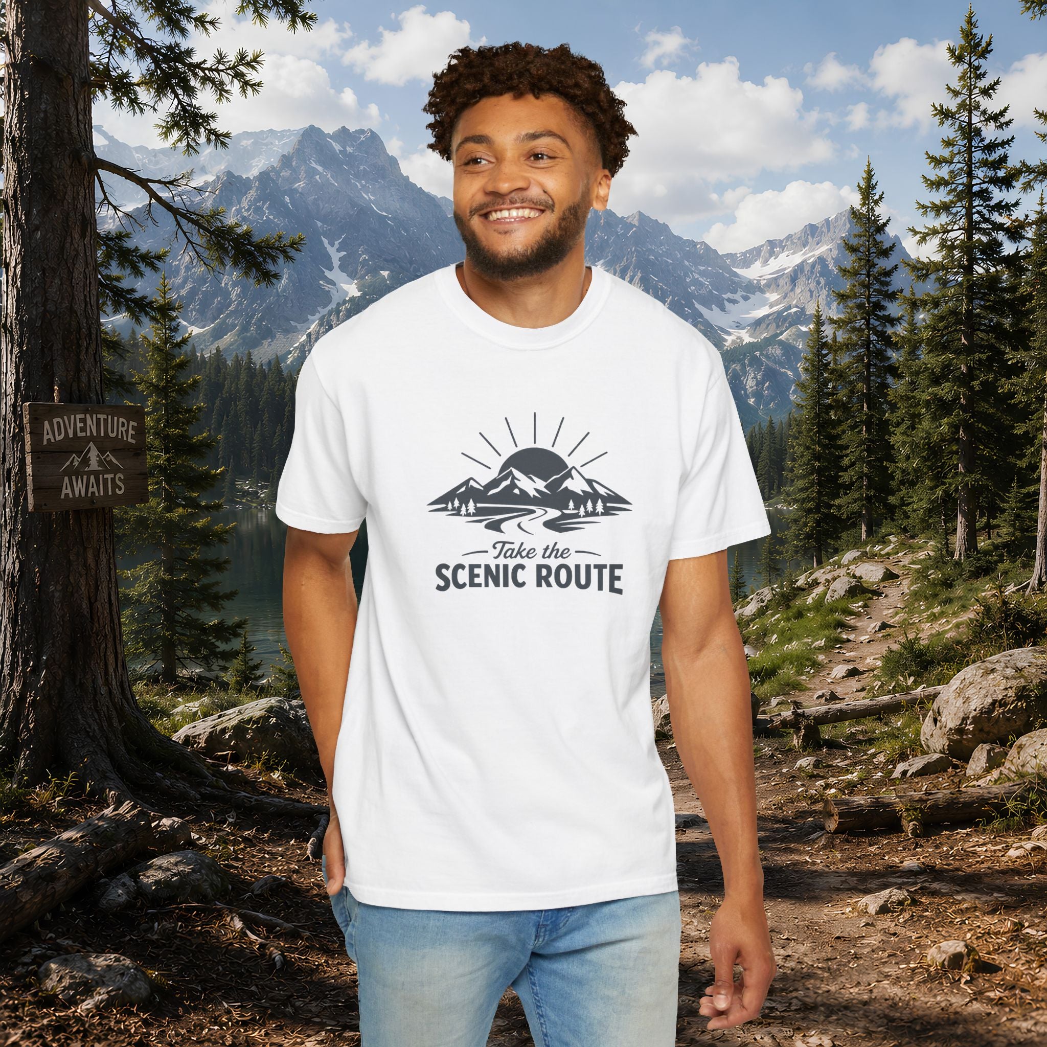 Scenic Route T‑Shirt — Take the Scenic Route Mountain Adventure Tee