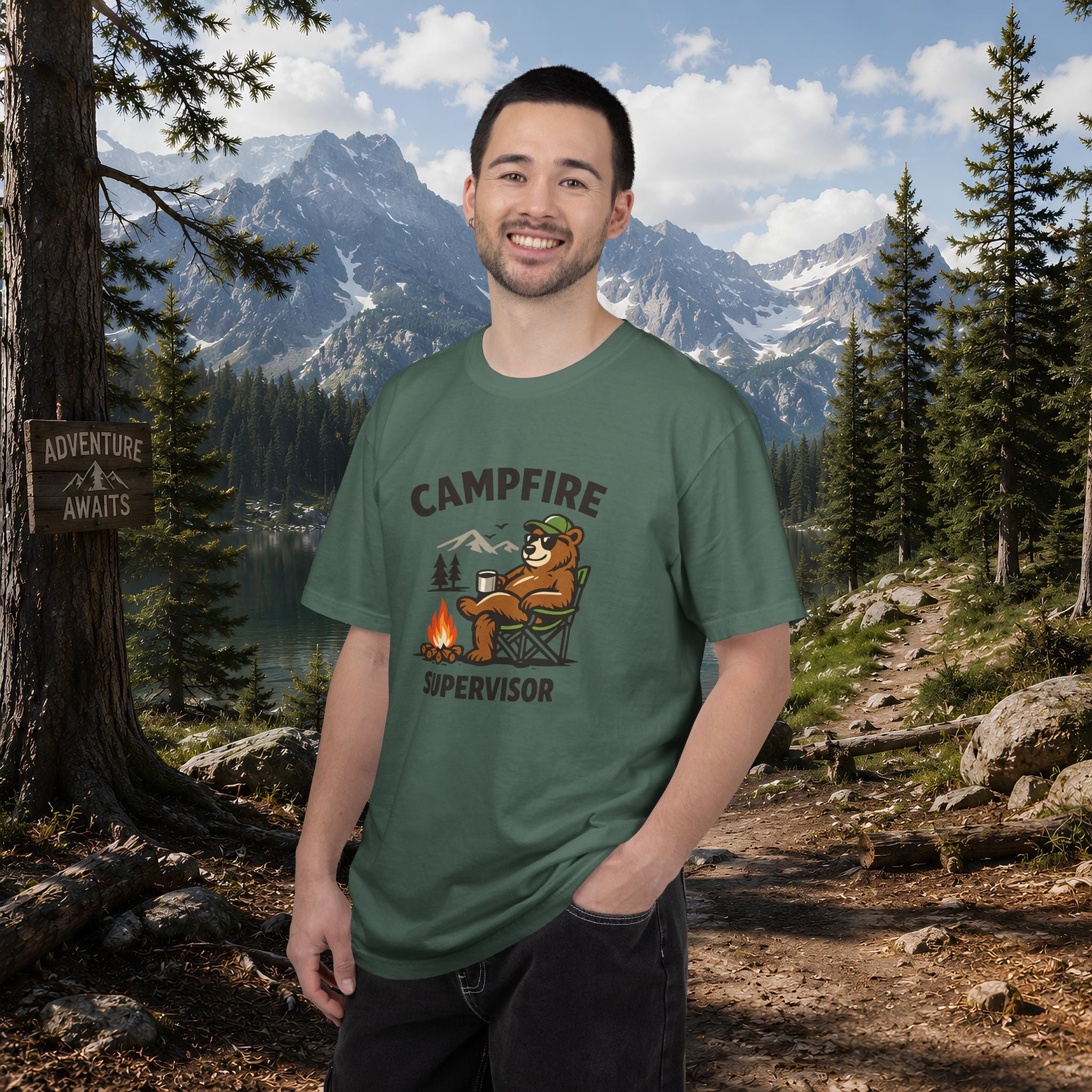 Campfire Supervisor T-Shirt — Funny Bear Camping Tee