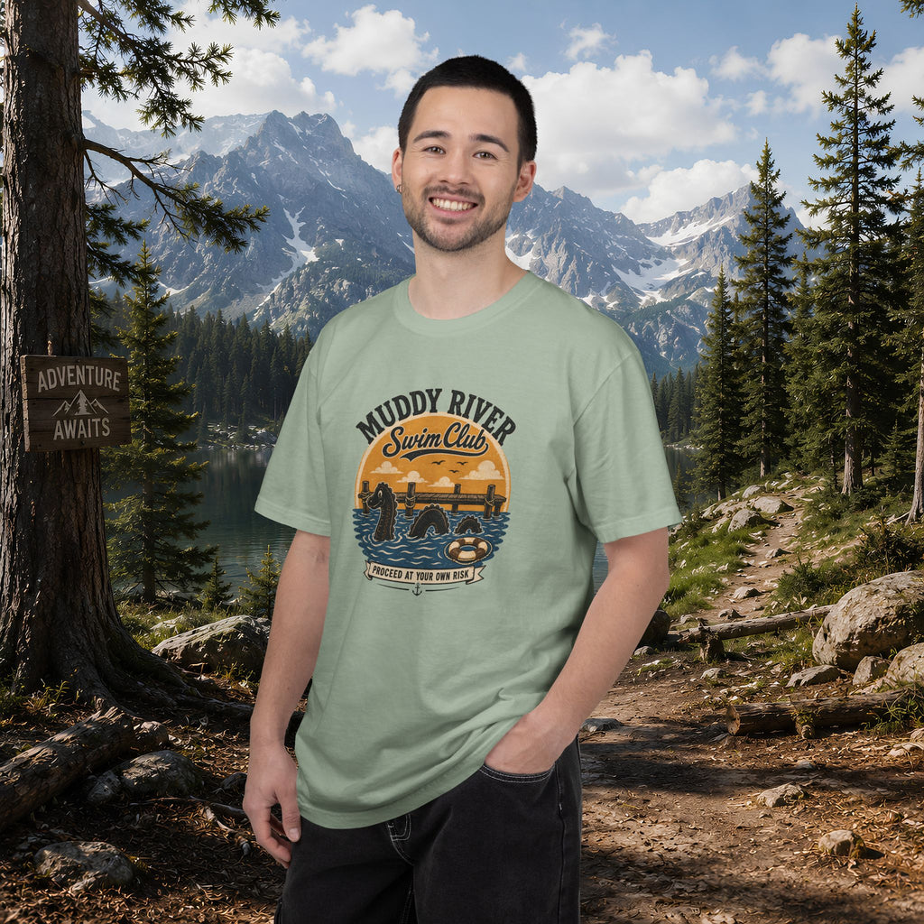 Monongy Swim Club Vintage T-Shirt — Retro Cryptid River Graphic