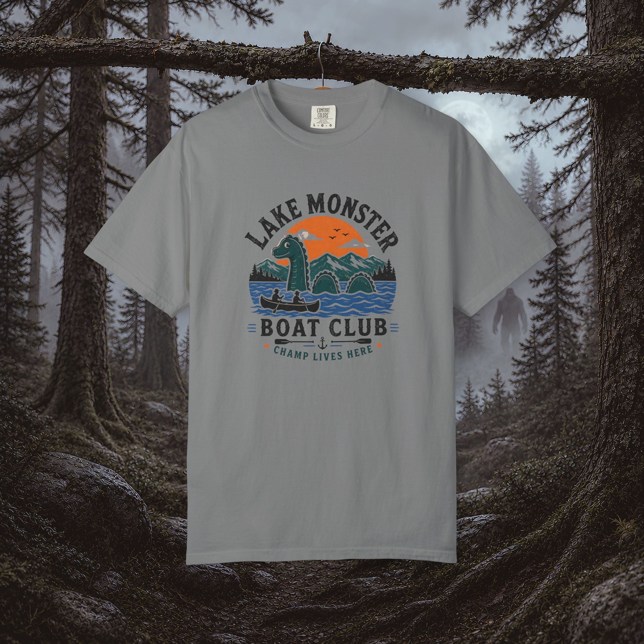 Champ Lake Monster Boat Club T-Shirt — Retro Nautical Crew Tee