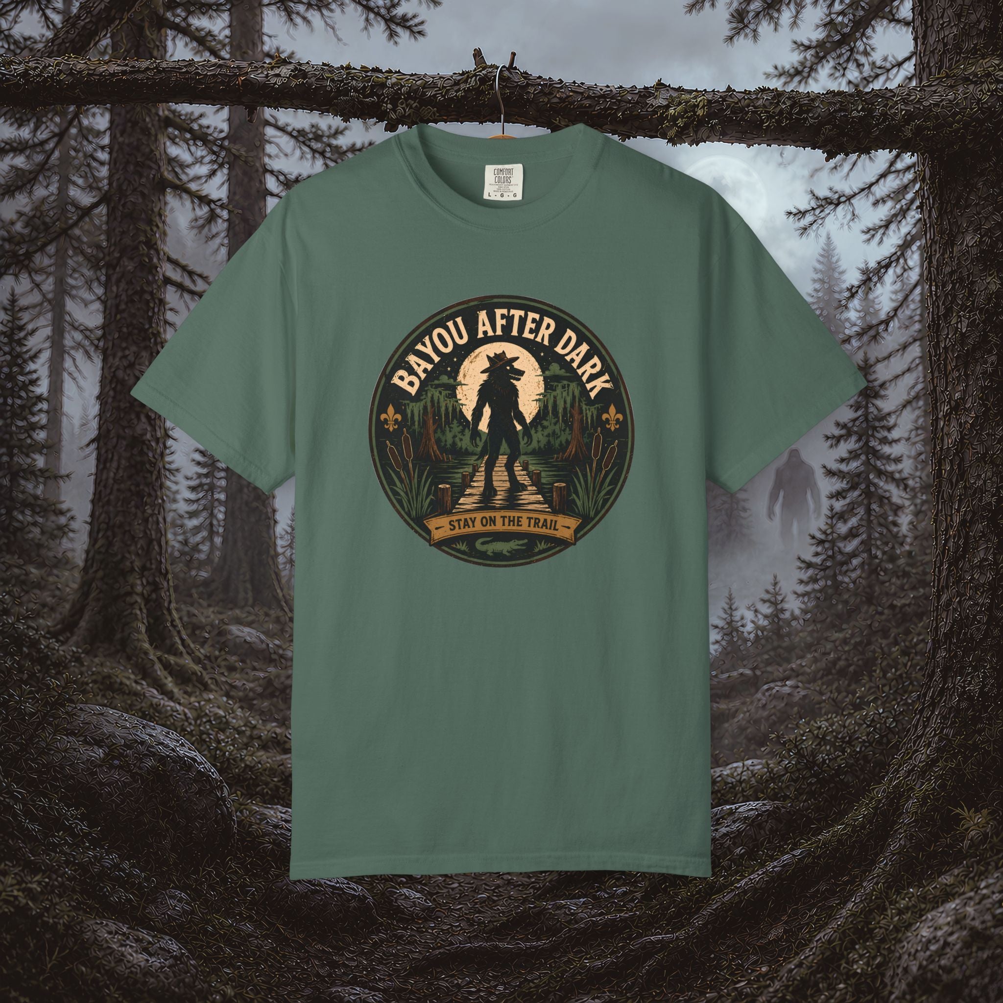 Rougarou Bayou After Dark T-Shirt — Swamp Cryptid Graphic Tee