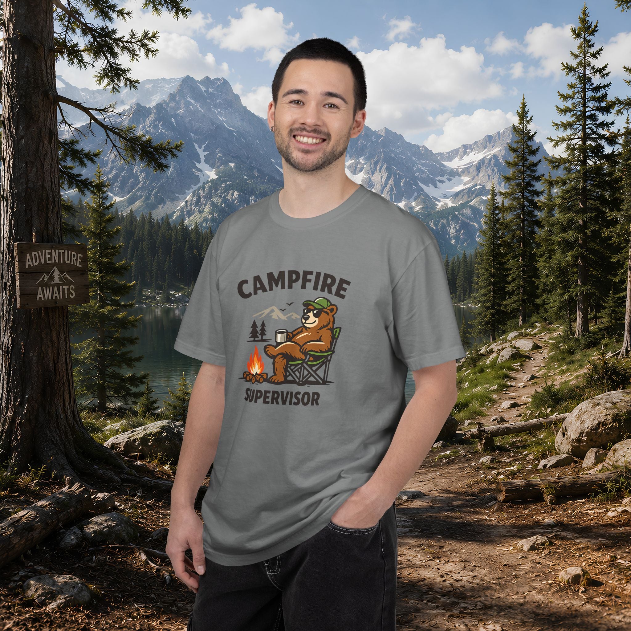 Campfire Supervisor T-Shirt — Funny Bear Camping Tee