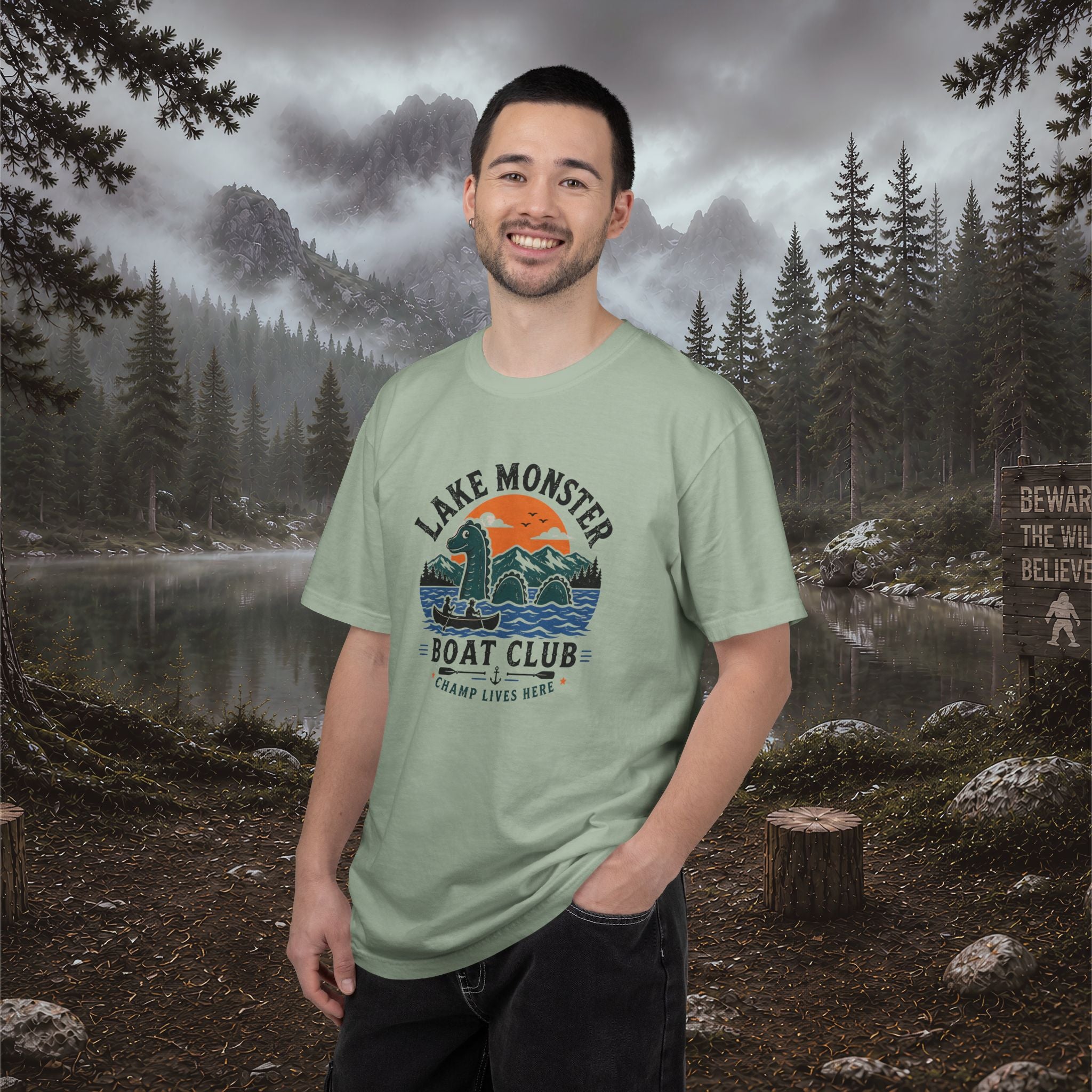 Champ Lake Monster Boat Club T-Shirt — Retro Nautical Crew Tee