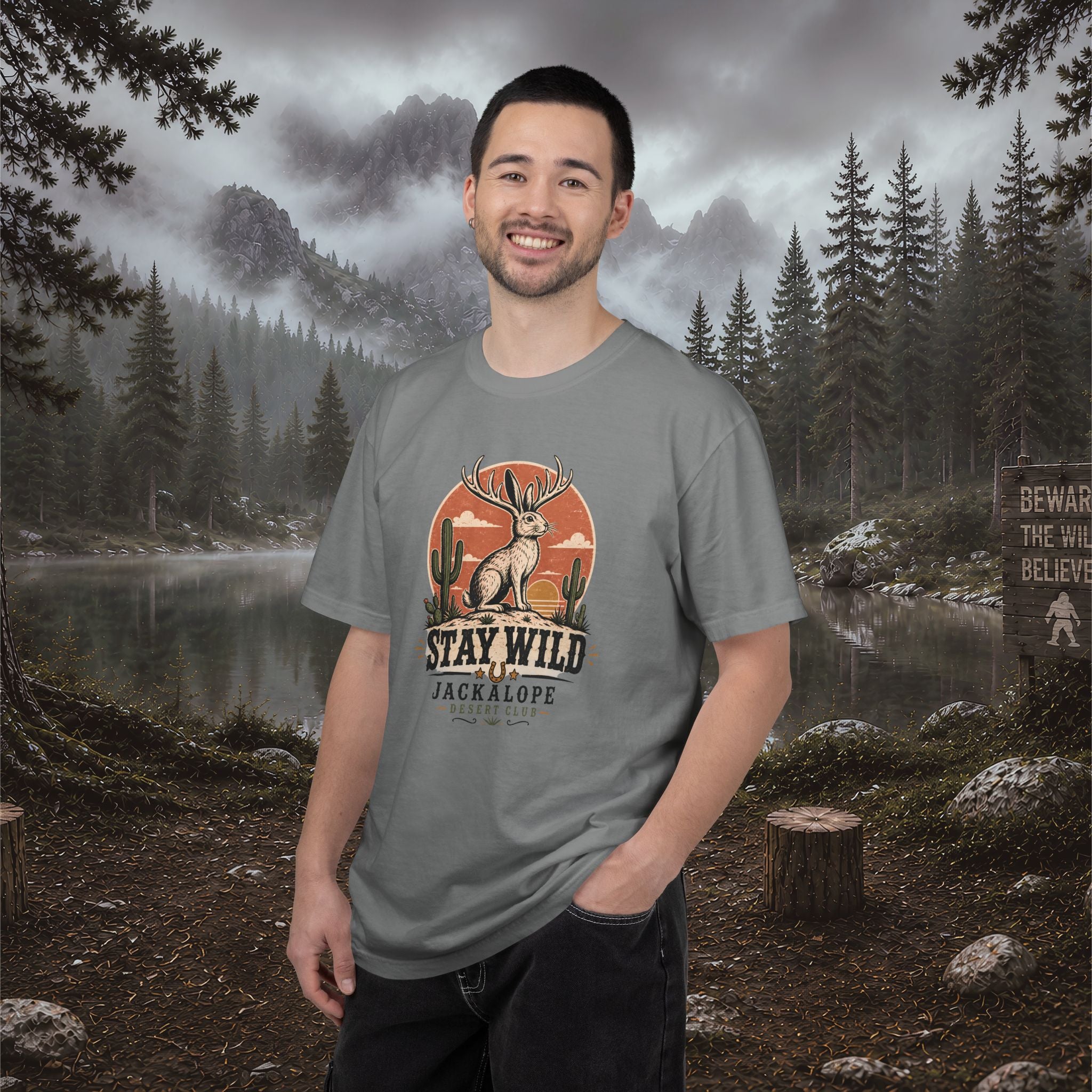 Stay Wild Jackalope T-Shirt — Vintage Desert Adventure Tee
