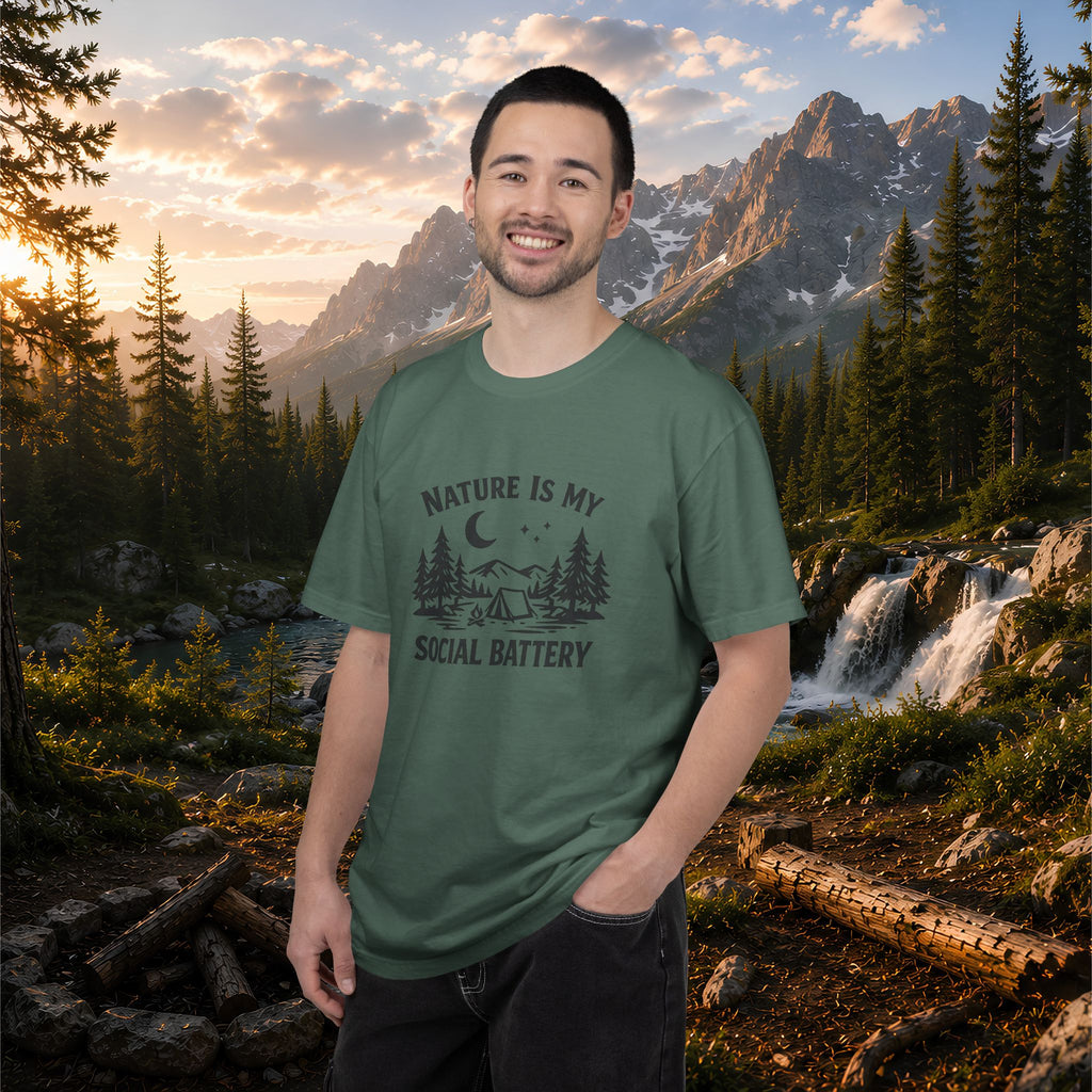 Nature Is My Social Battery T-Shirt — Outdoor Enthusiast Graphic Tee