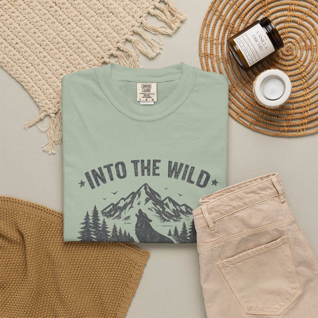 Into the Wild Wolf T-Shirt — Mountain Camping Adventure Tee