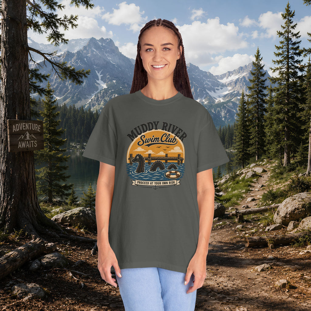 Monongy Swim Club Vintage T-Shirt — Retro Cryptid River Graphic