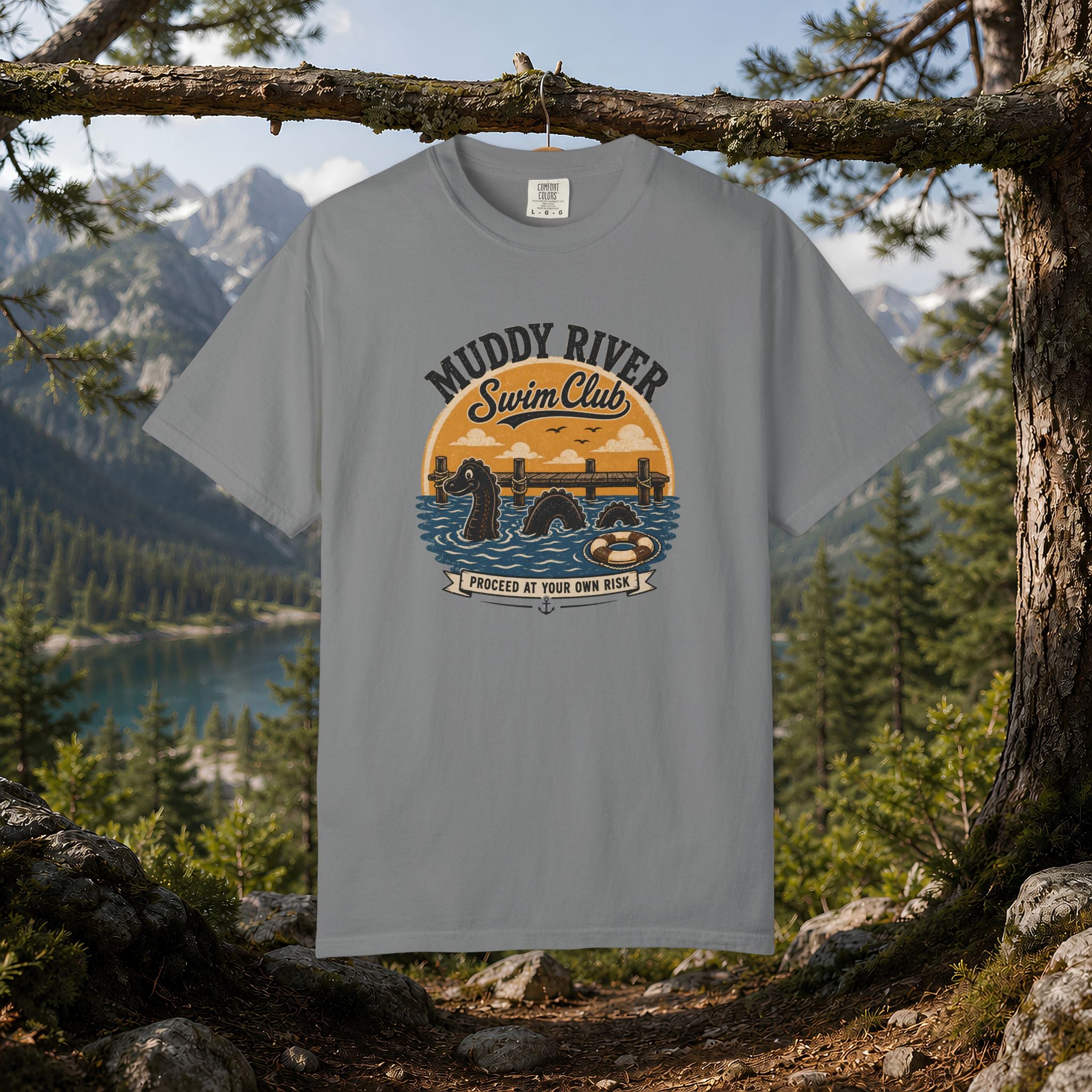 Monongy Swim Club Vintage T-Shirt — Retro Cryptid River Graphic