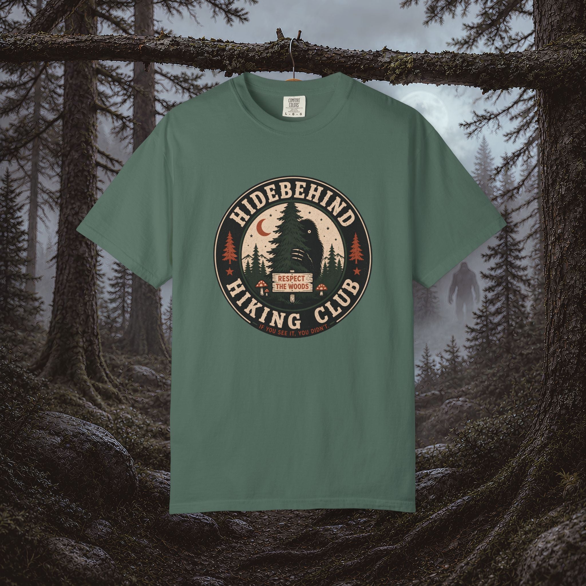 Hidebehind Hiking Club T-Shirt — Vintage Cryptid Outdoors Tee
