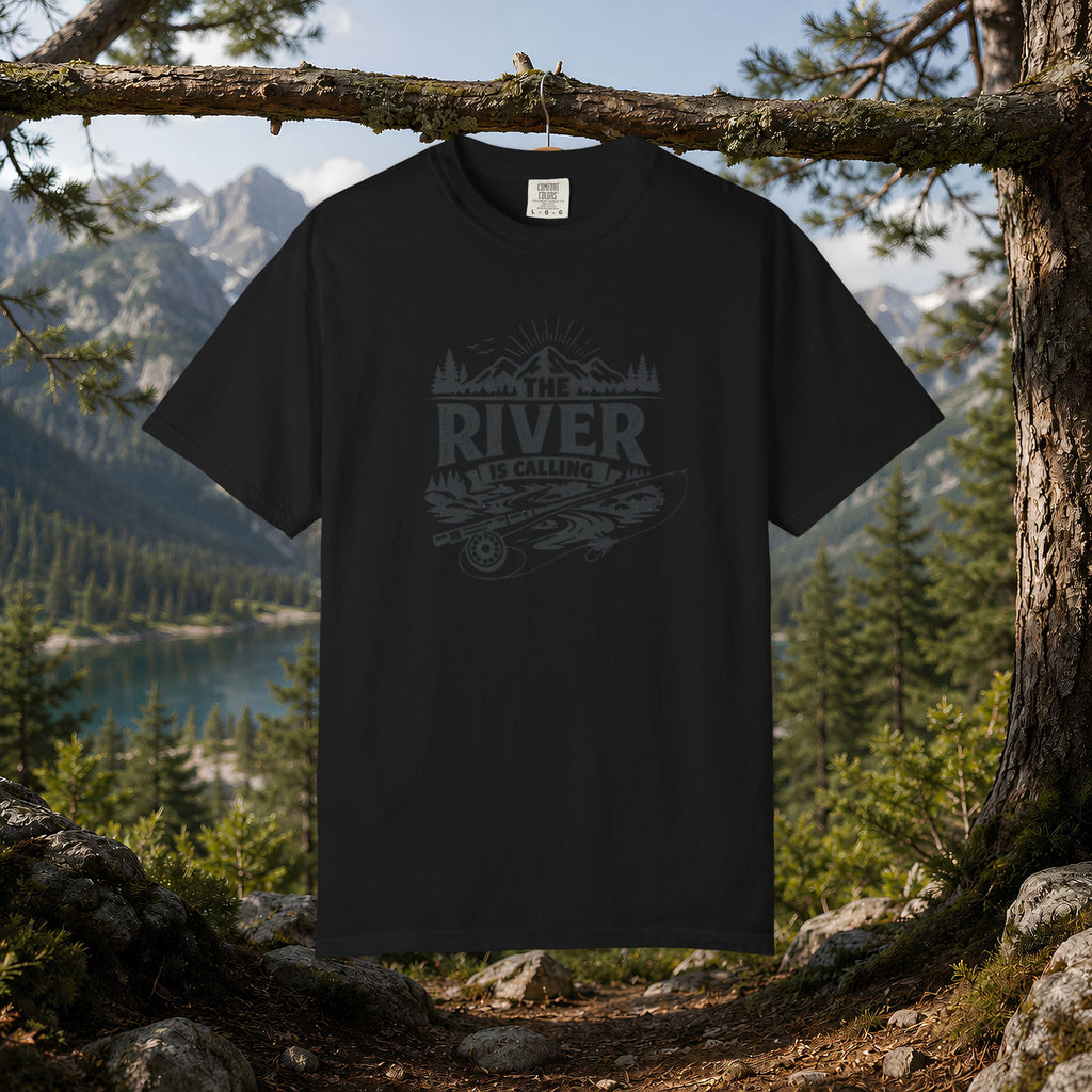 The River Is Calling T-Shirt — Rustic Fishing & Kayak Outdoor Tee