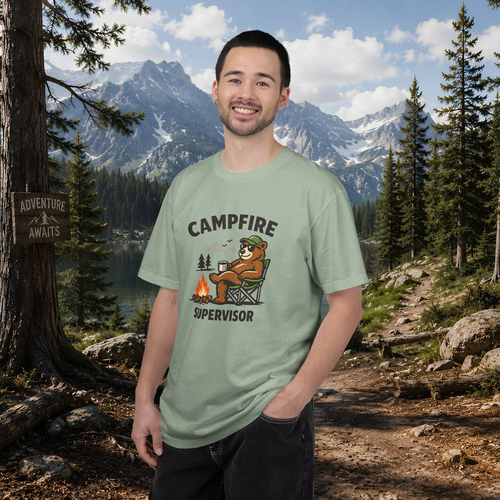 Campfire Supervisor T-Shirt — Funny Bear Camping Tee