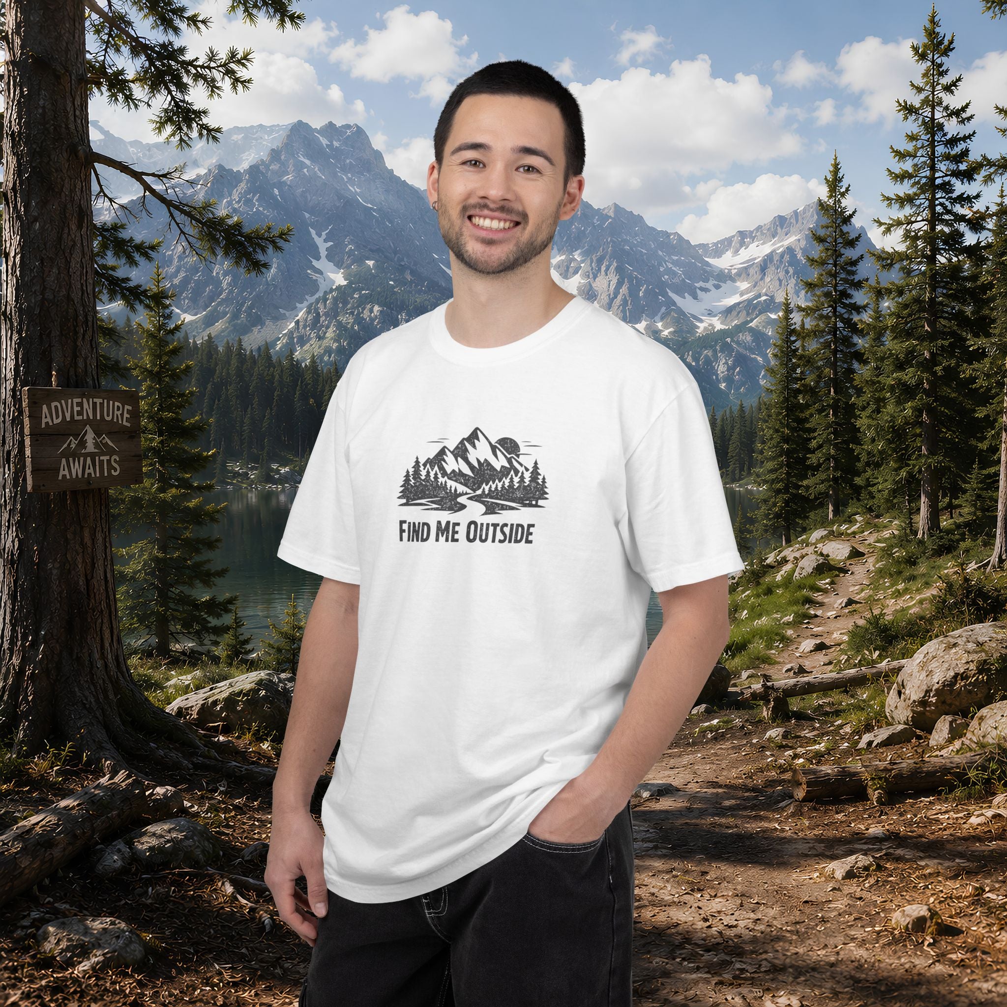 Find Me Outside Mountain T-Shirt — Outdoor Adventure Graphic Tee