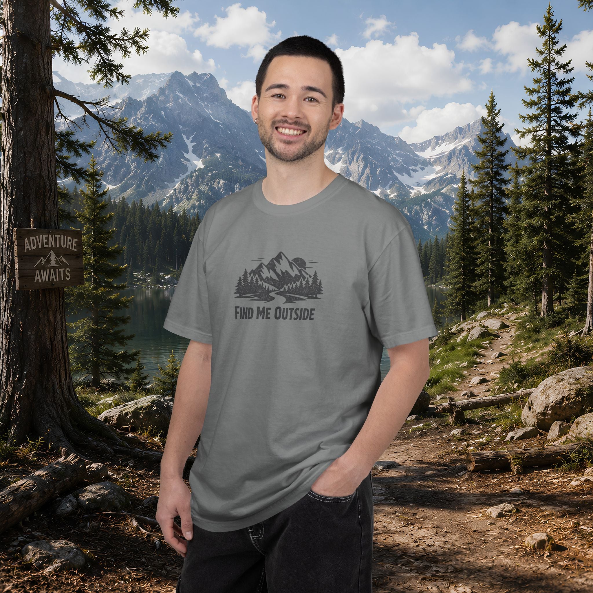 Find Me Outside Mountain T-Shirt — Outdoor Adventure Graphic Tee