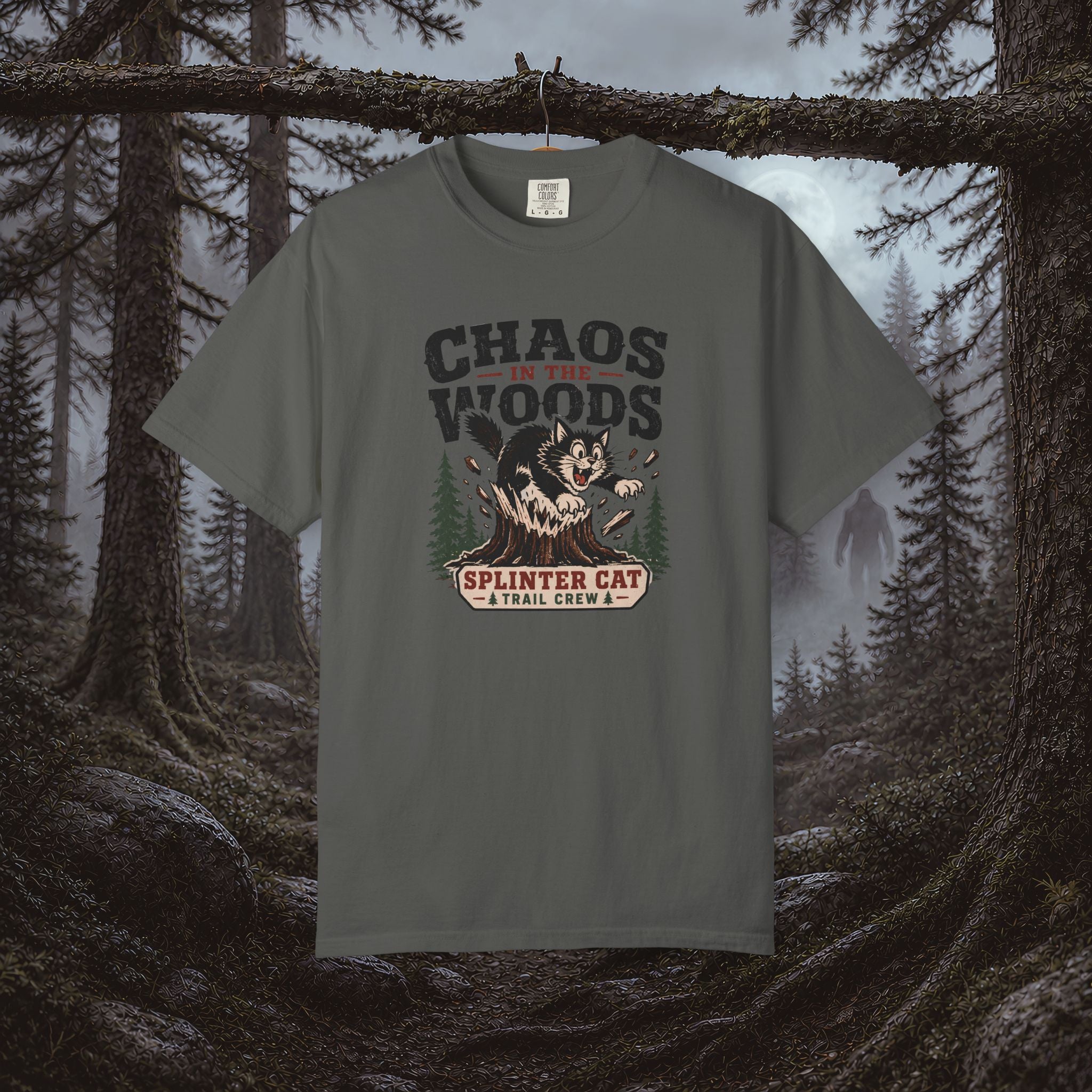 Splinter Cat 'Chaos in the Woods' Graphic Tee — Vintage Outdoor Trail Shirt
