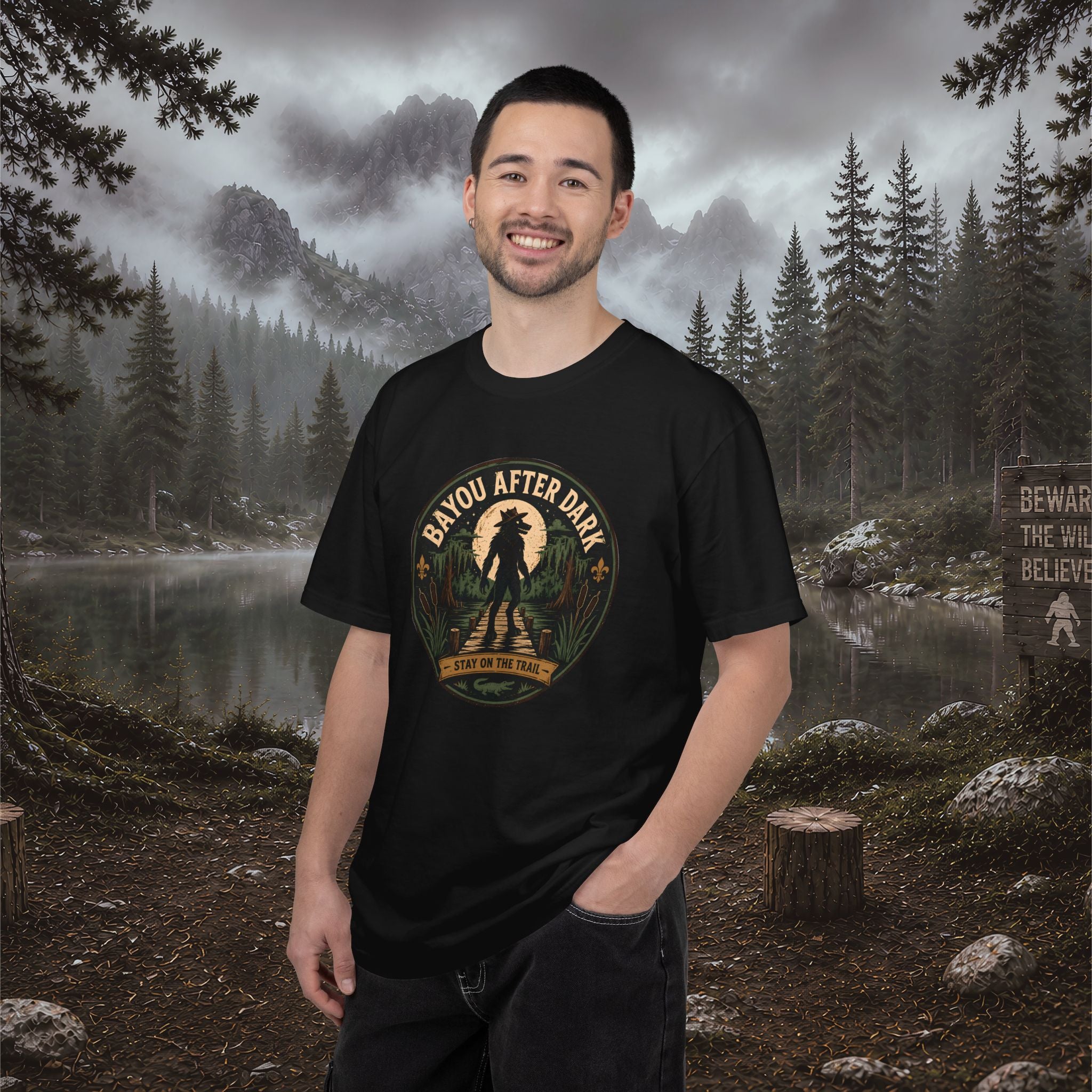 Rougarou Bayou After Dark T-Shirt — Swamp Cryptid Graphic Tee