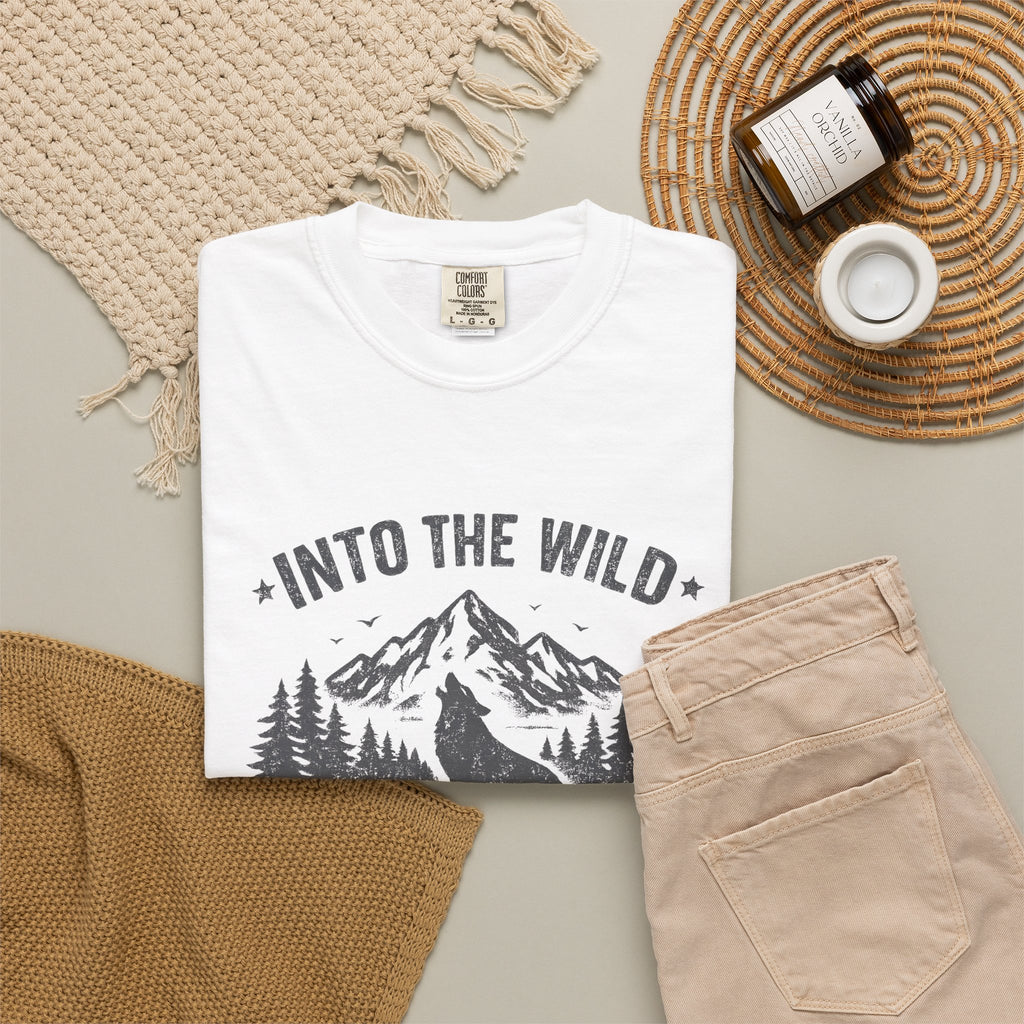 Into the Wild Wolf T-Shirt — Mountain Camping Adventure Tee