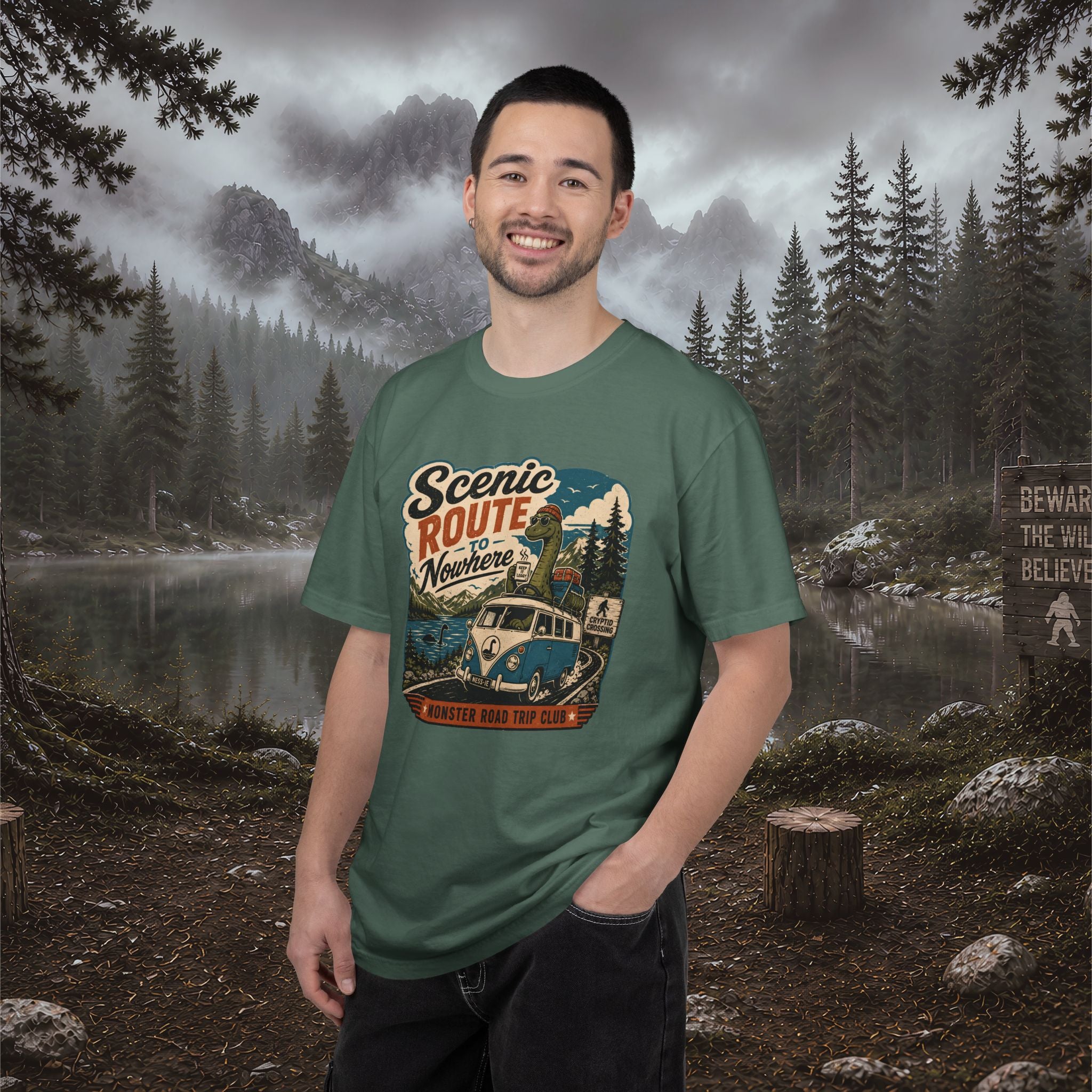Scenic Route Vintage Camper Nessy T-Shirt — Road Trip Adventure Tee