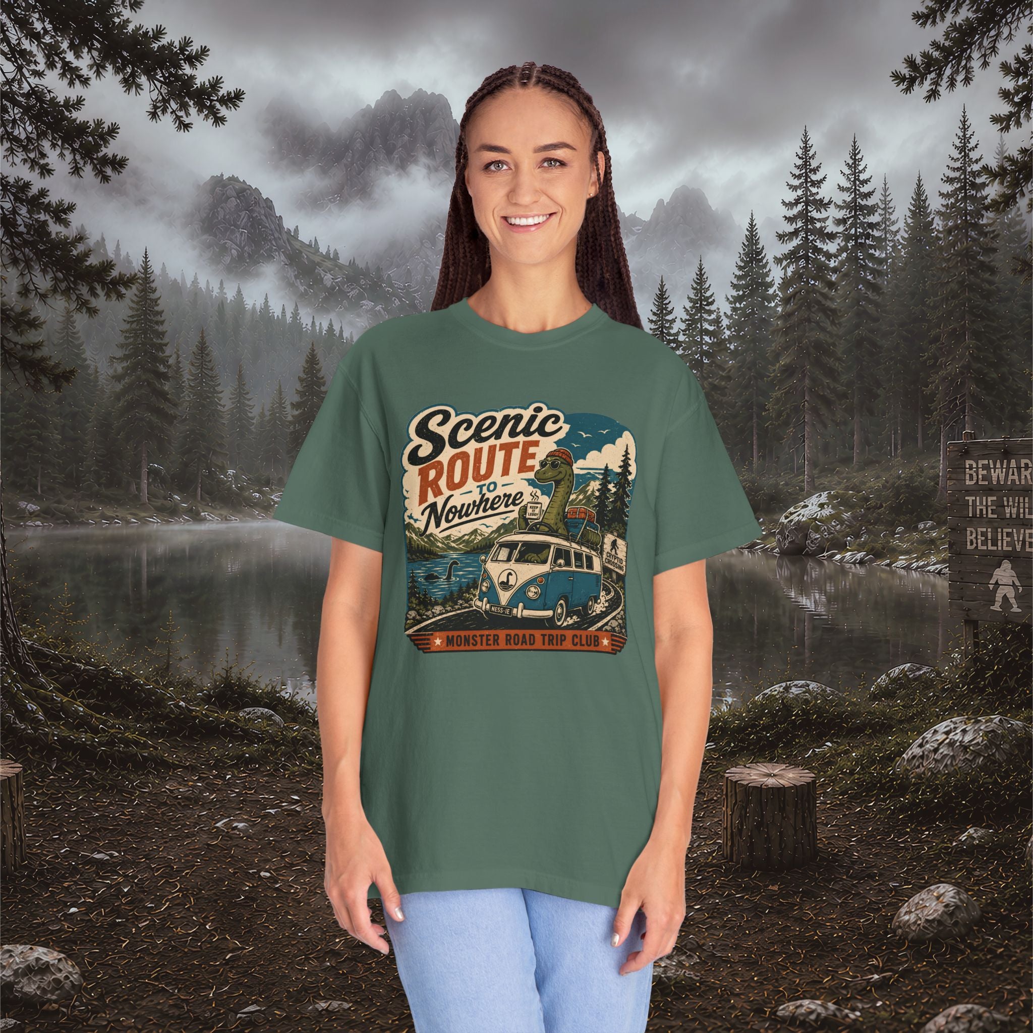Scenic Route Vintage Camper Nessy T-Shirt — Road Trip Adventure Tee