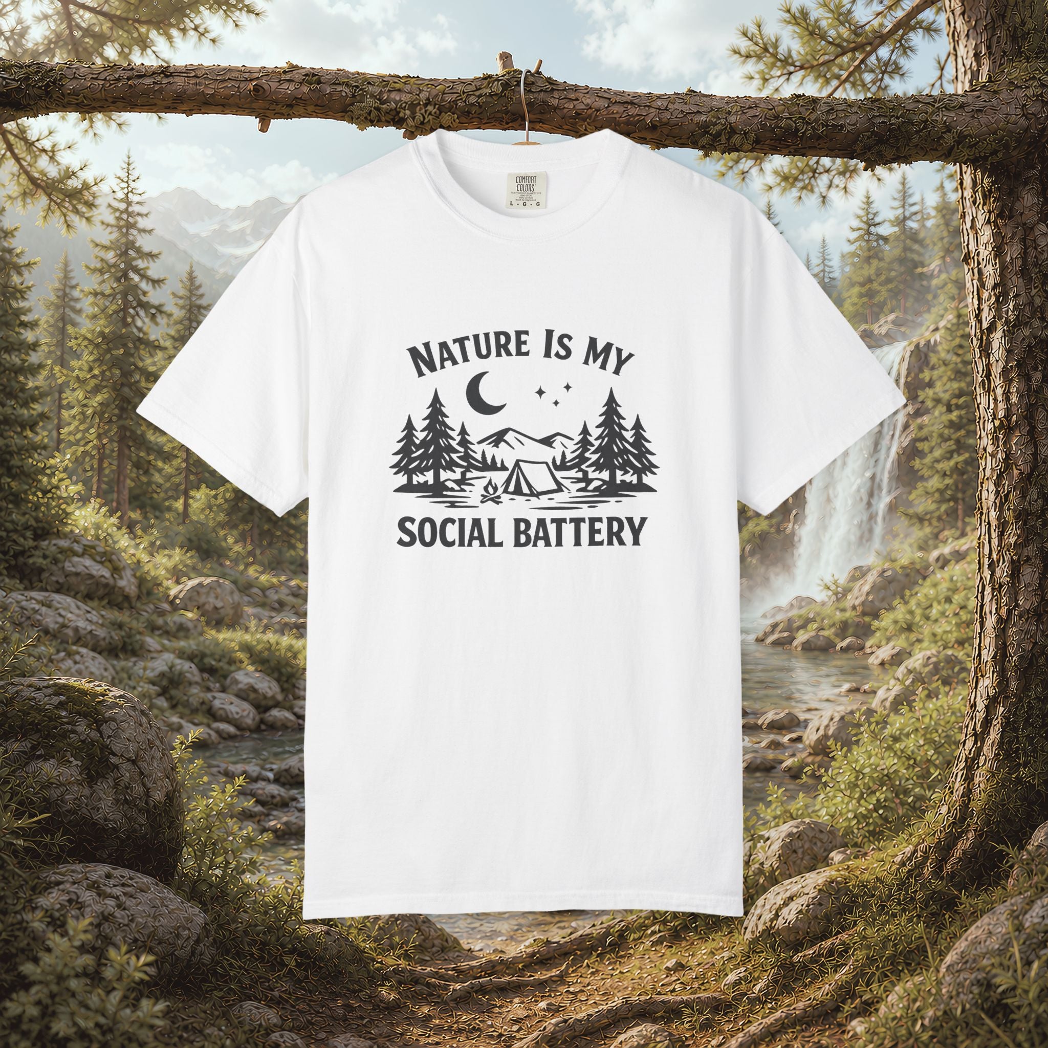 Nature Is My Social Battery T-Shirt — Outdoor Enthusiast Graphic Tee