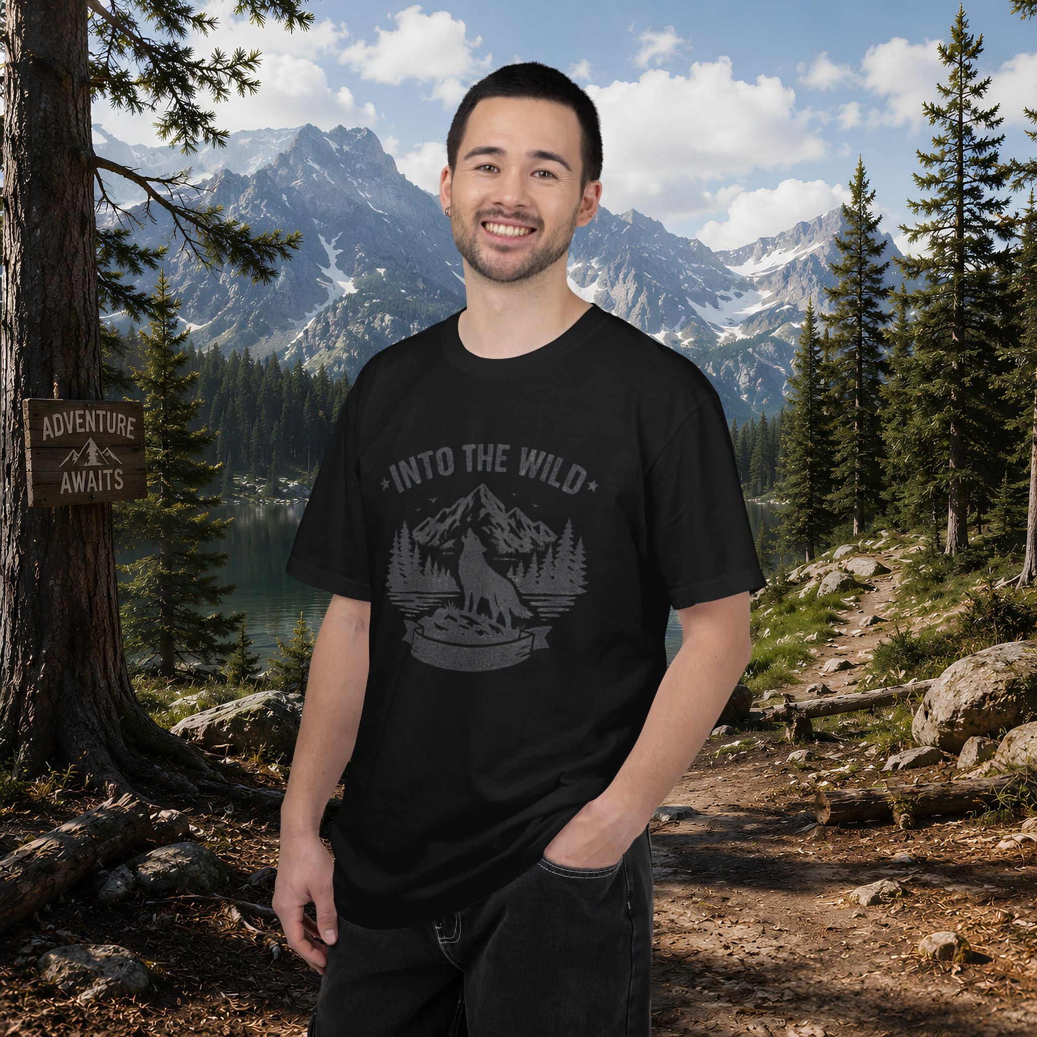 Into the Wild Wolf T-Shirt — Mountain Camping Adventure Tee