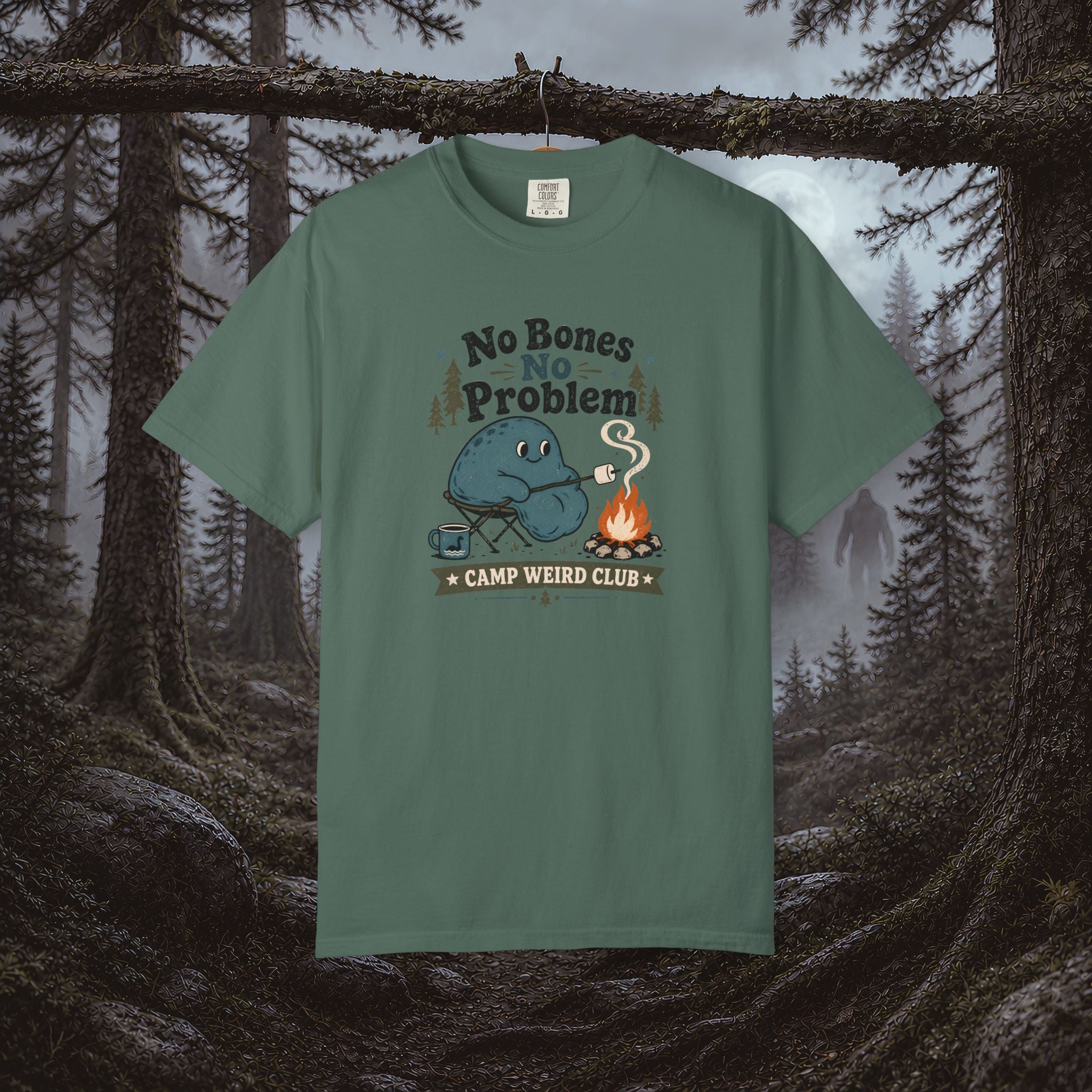 No Bones No Problem — Kinderhook Blob Campfire T-Shirt