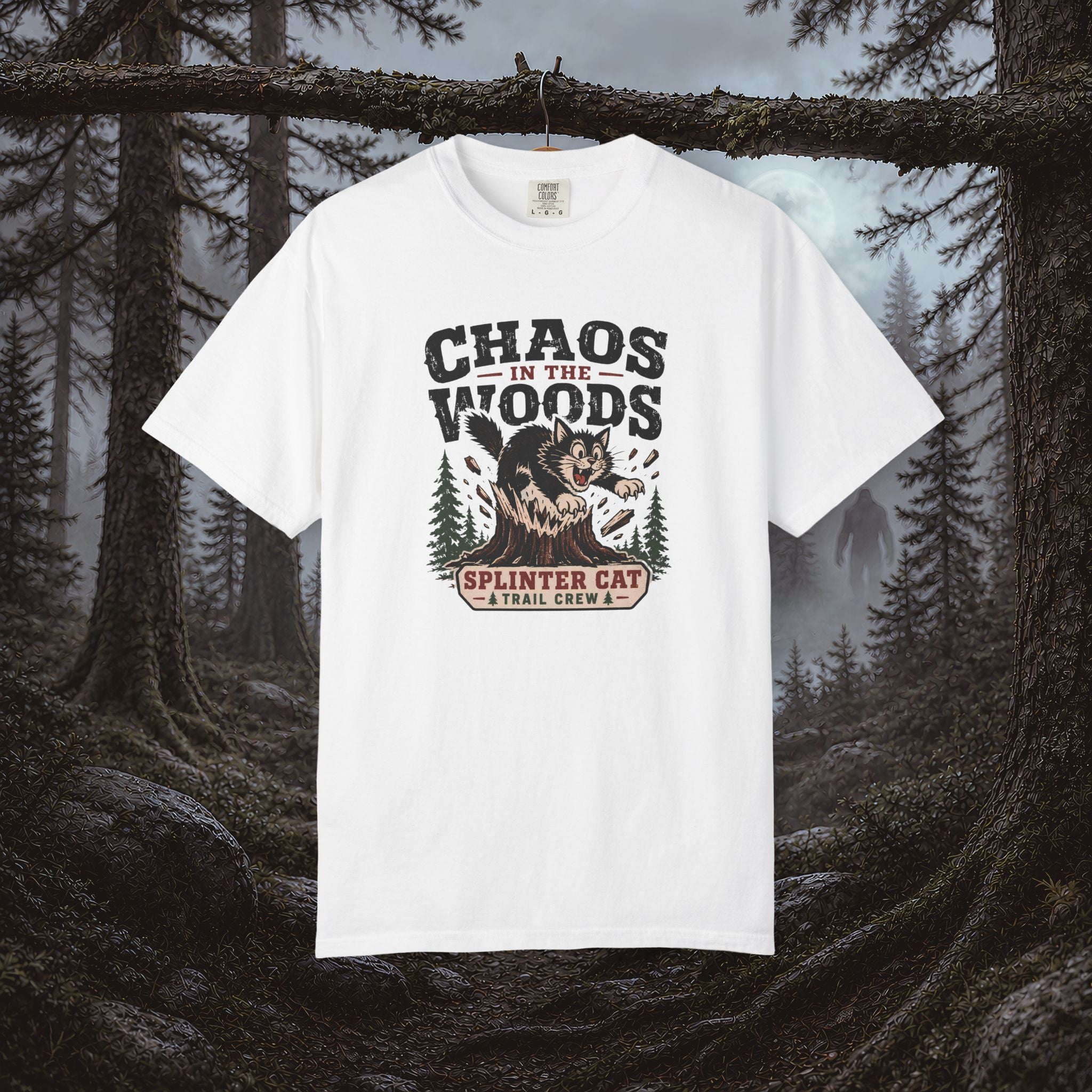 Splinter Cat 'Chaos in the Woods' Graphic Tee — Vintage Outdoor Trail Shirt
